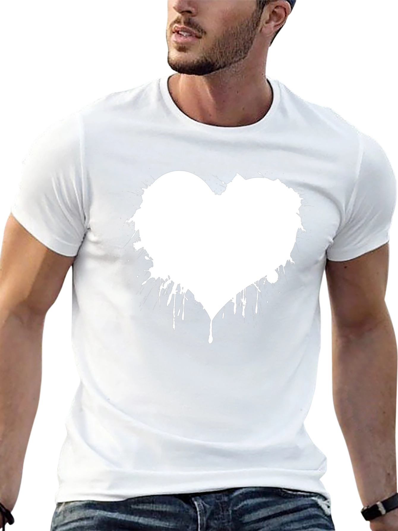 Heart Splatter Graphic Black T-Shirt
