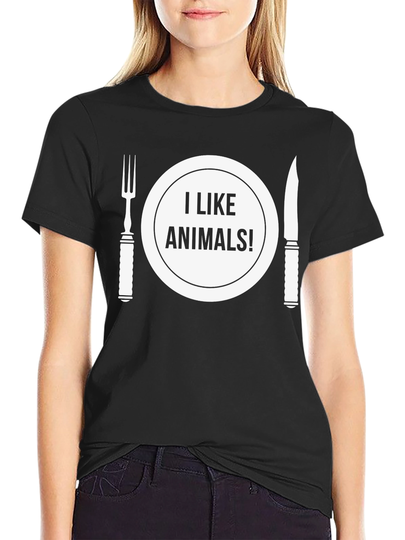 I Like Animals! Black T-Shirt - Vegan Statement Tee