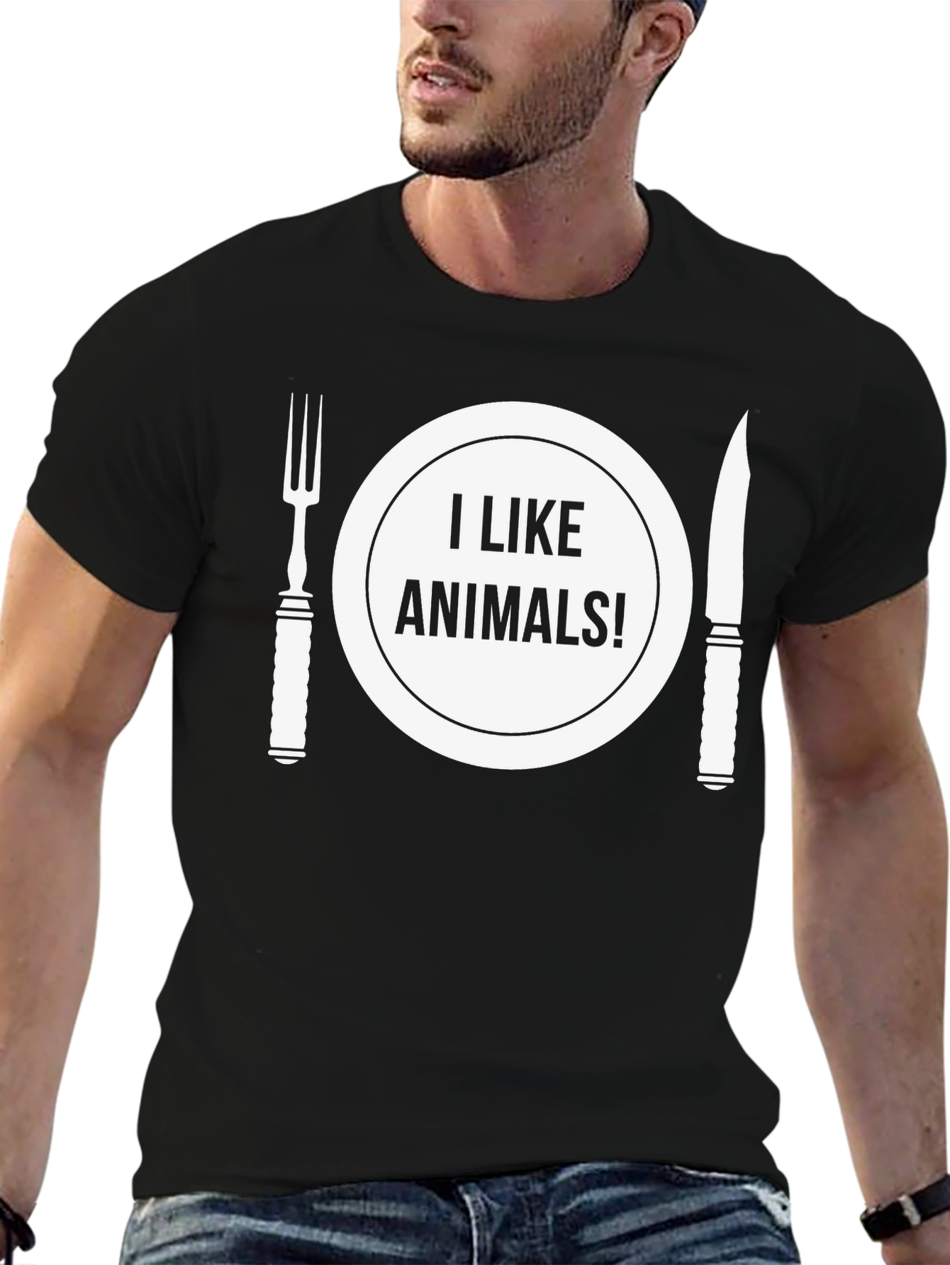 I Like Animals! Black T-Shirt - Vegan Statement Tee