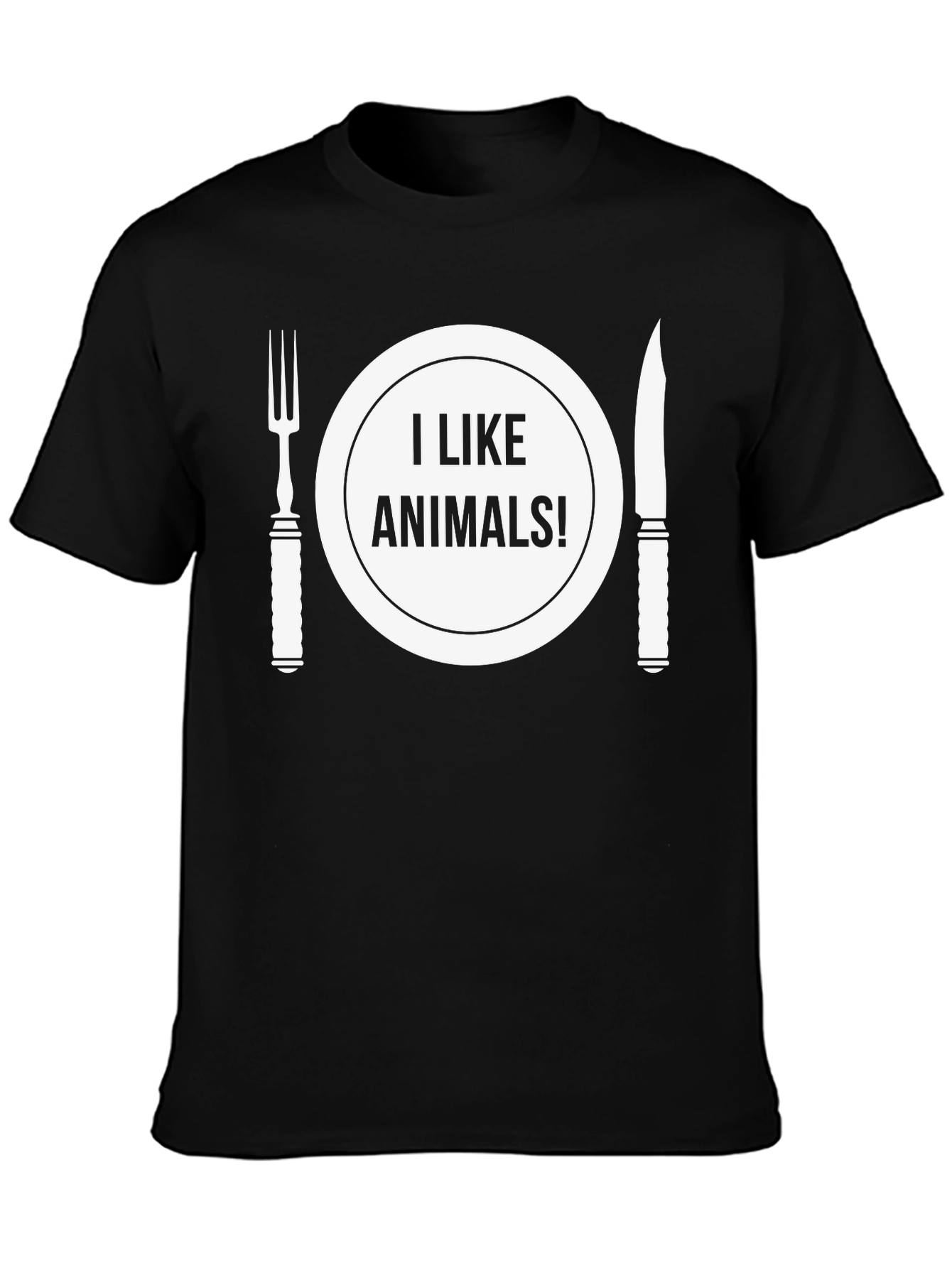 I Like Animals! Black T-Shirt - Vegan Statement Tee