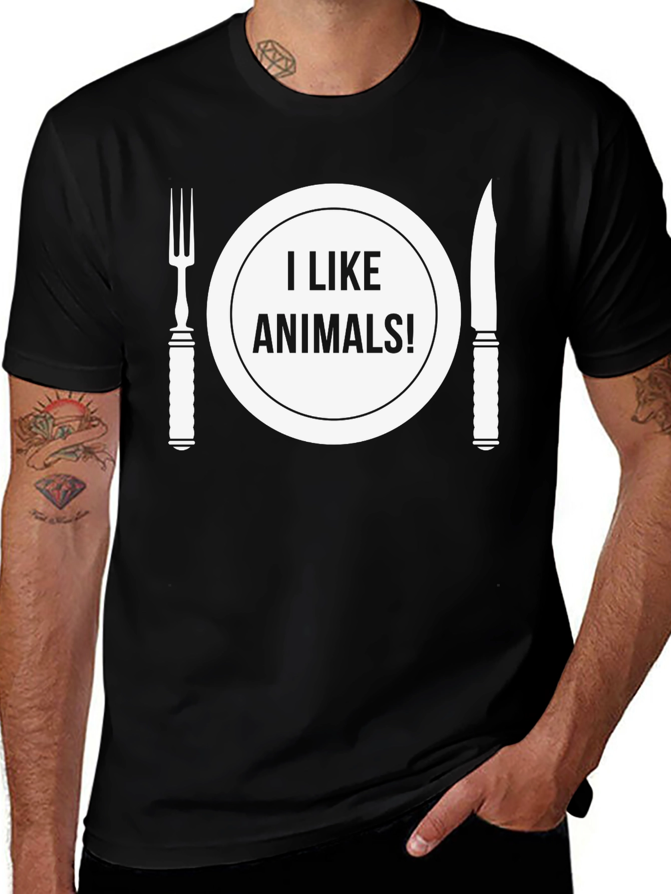 I Like Animals! Black T-Shirt - Vegan Statement Tee