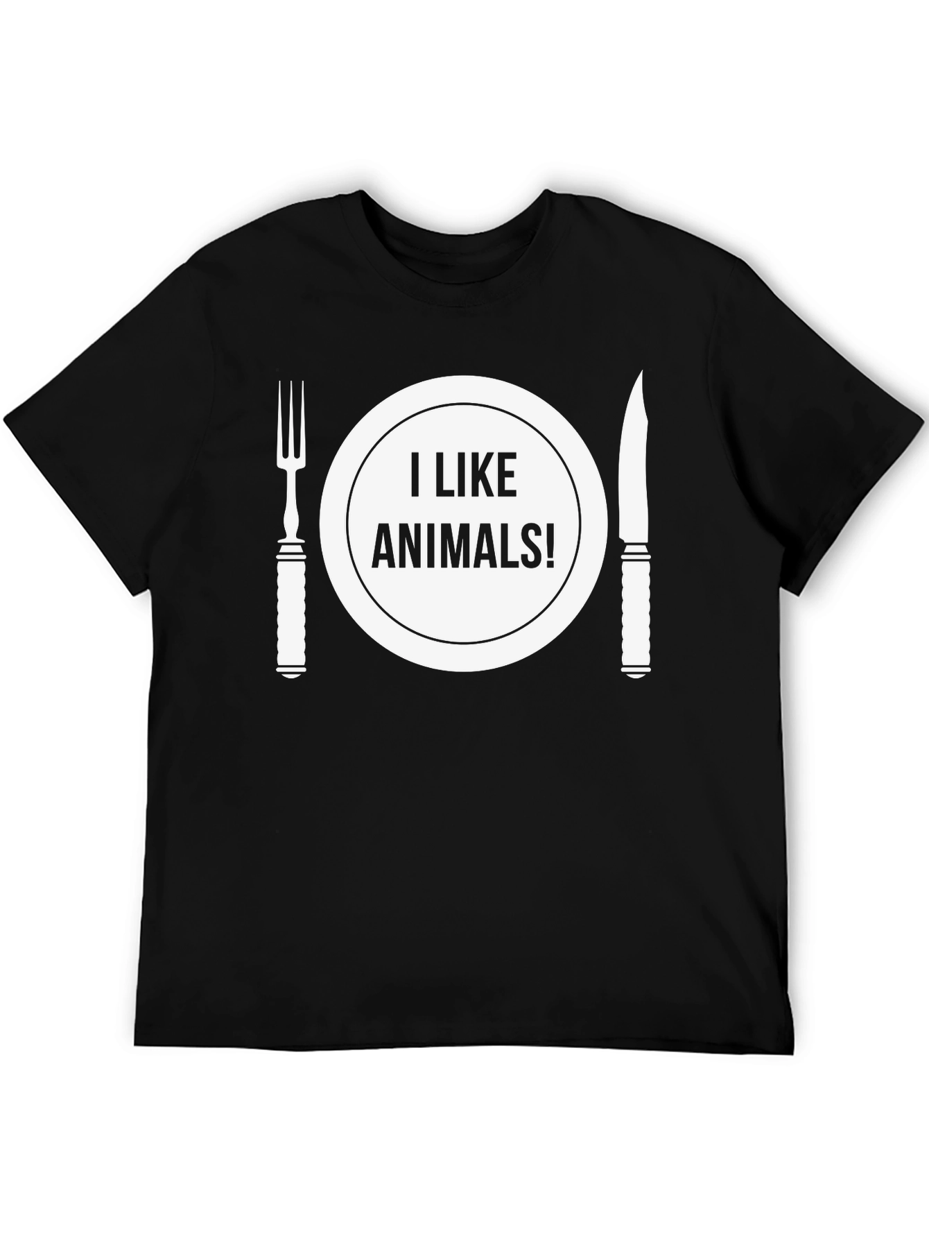 I Like Animals! Black T-Shirt - Vegan Statement Tee