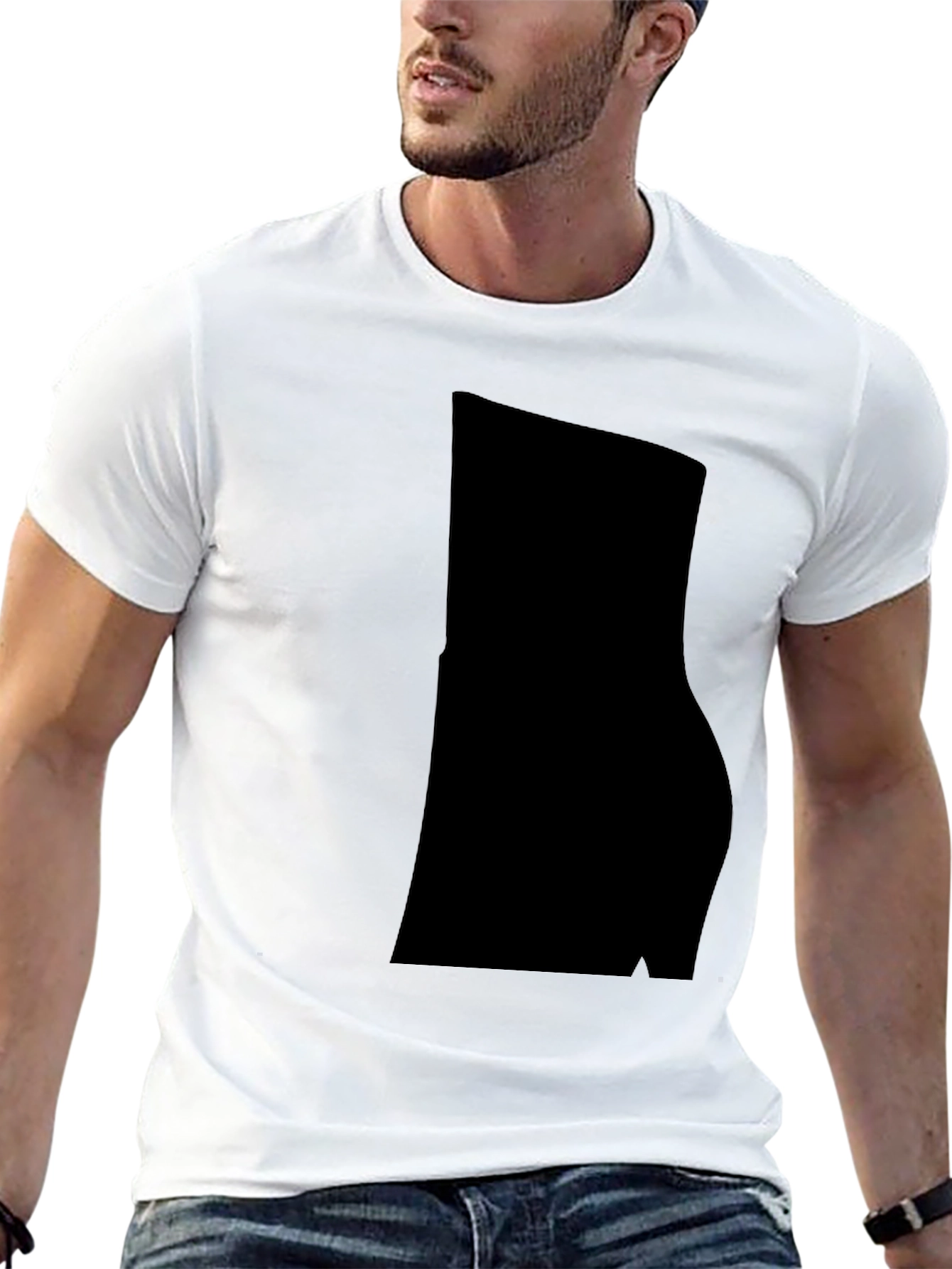 Mens Casual Black Cotton Blend T-Shirt