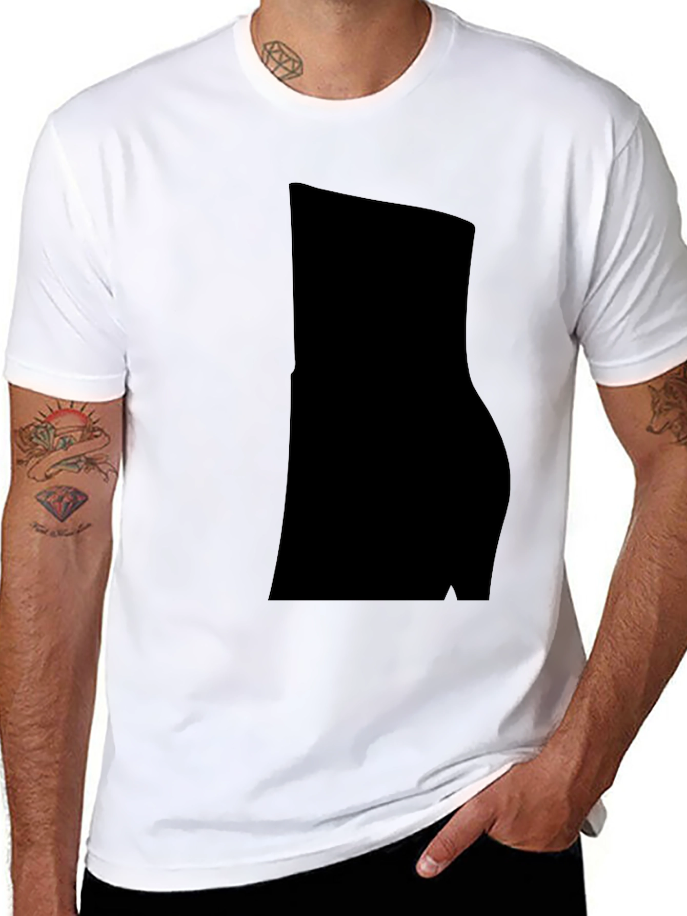 Mens Casual Black Cotton Blend T-Shirt