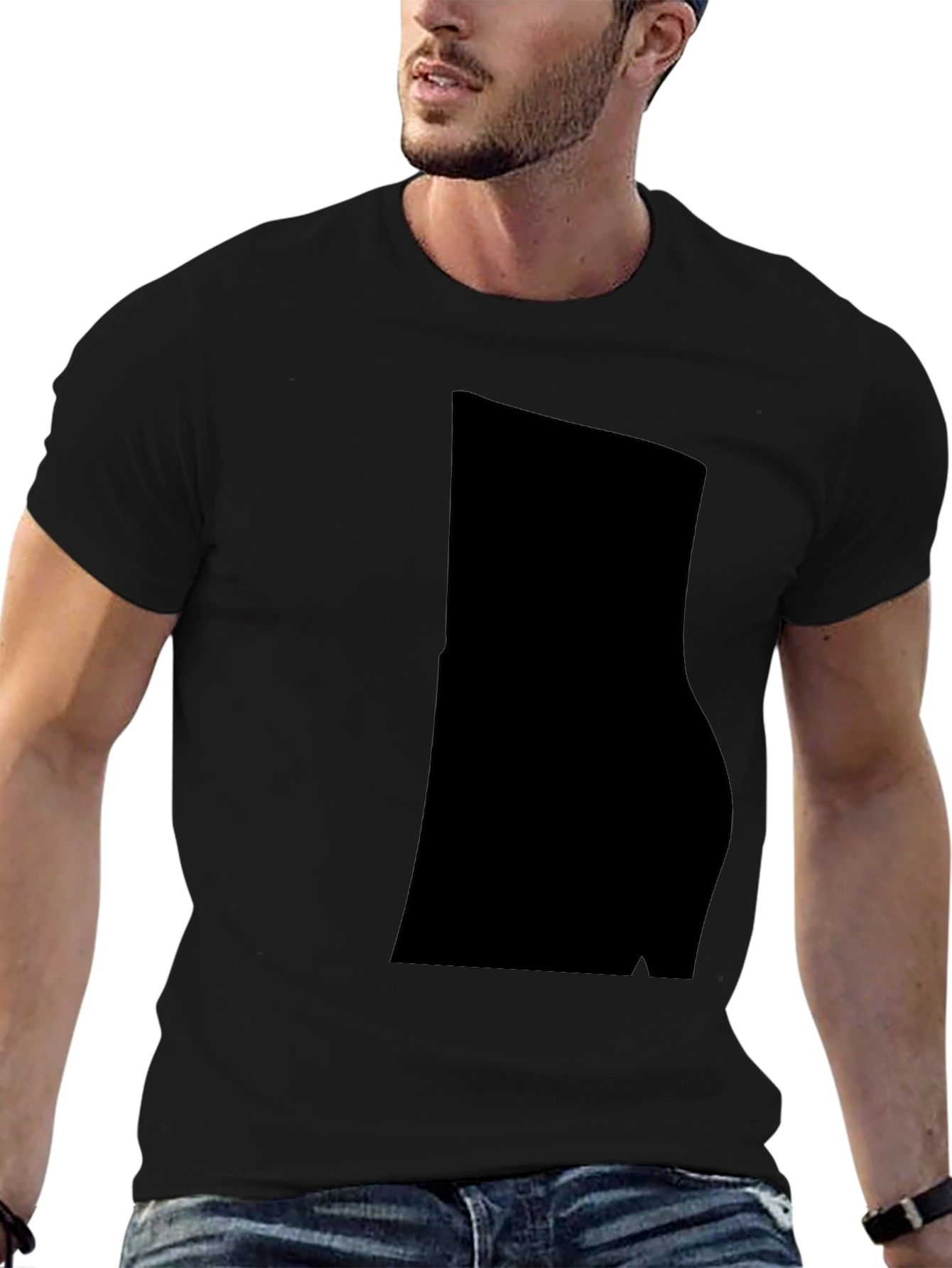 Mens Casual Black Cotton Blend T-Shirt