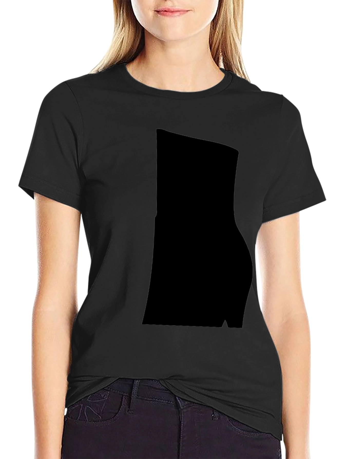 Mens Casual Black Cotton Blend T-Shirt