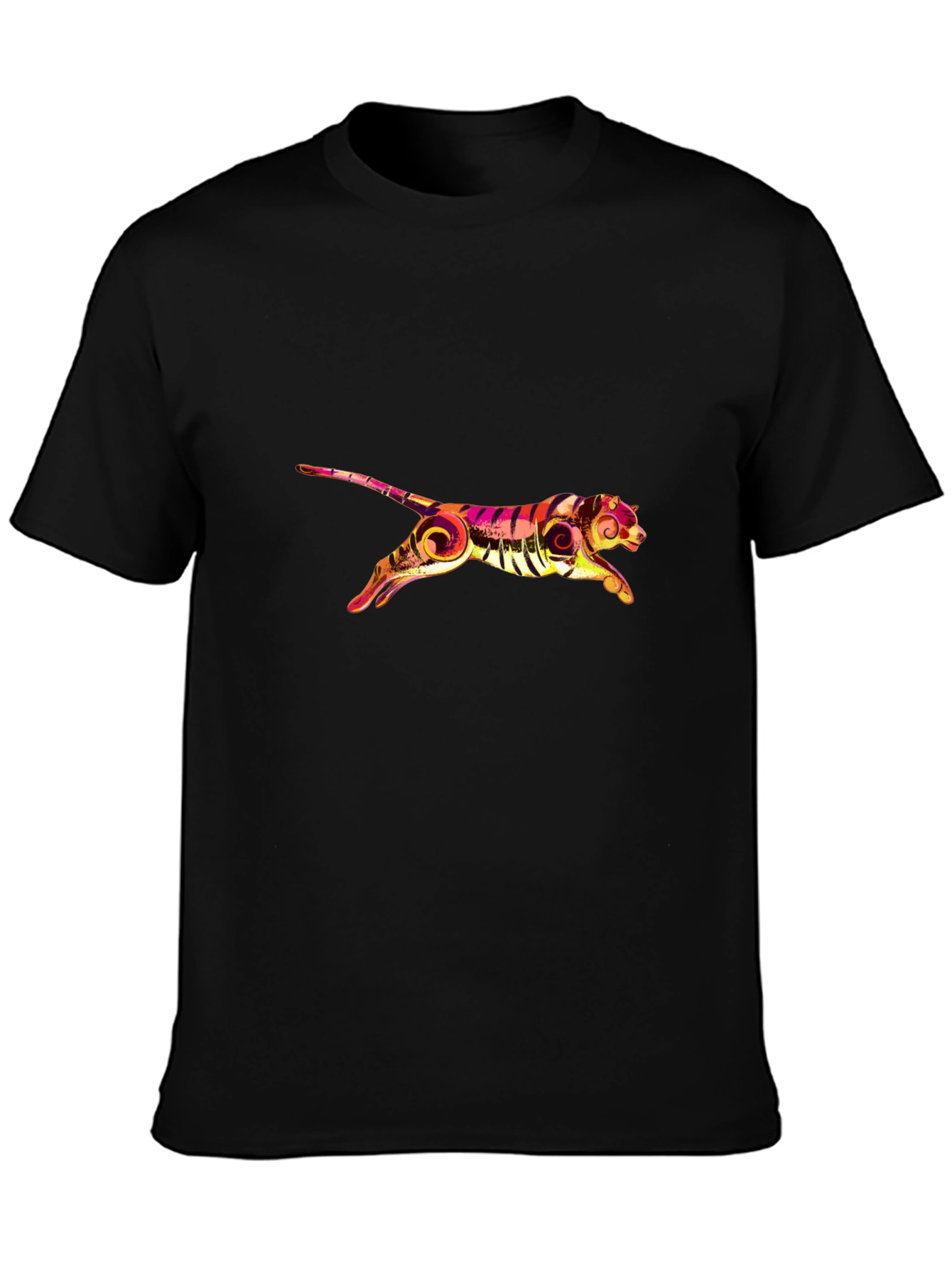 Stylish Black Tee with Graphic Tiger Print