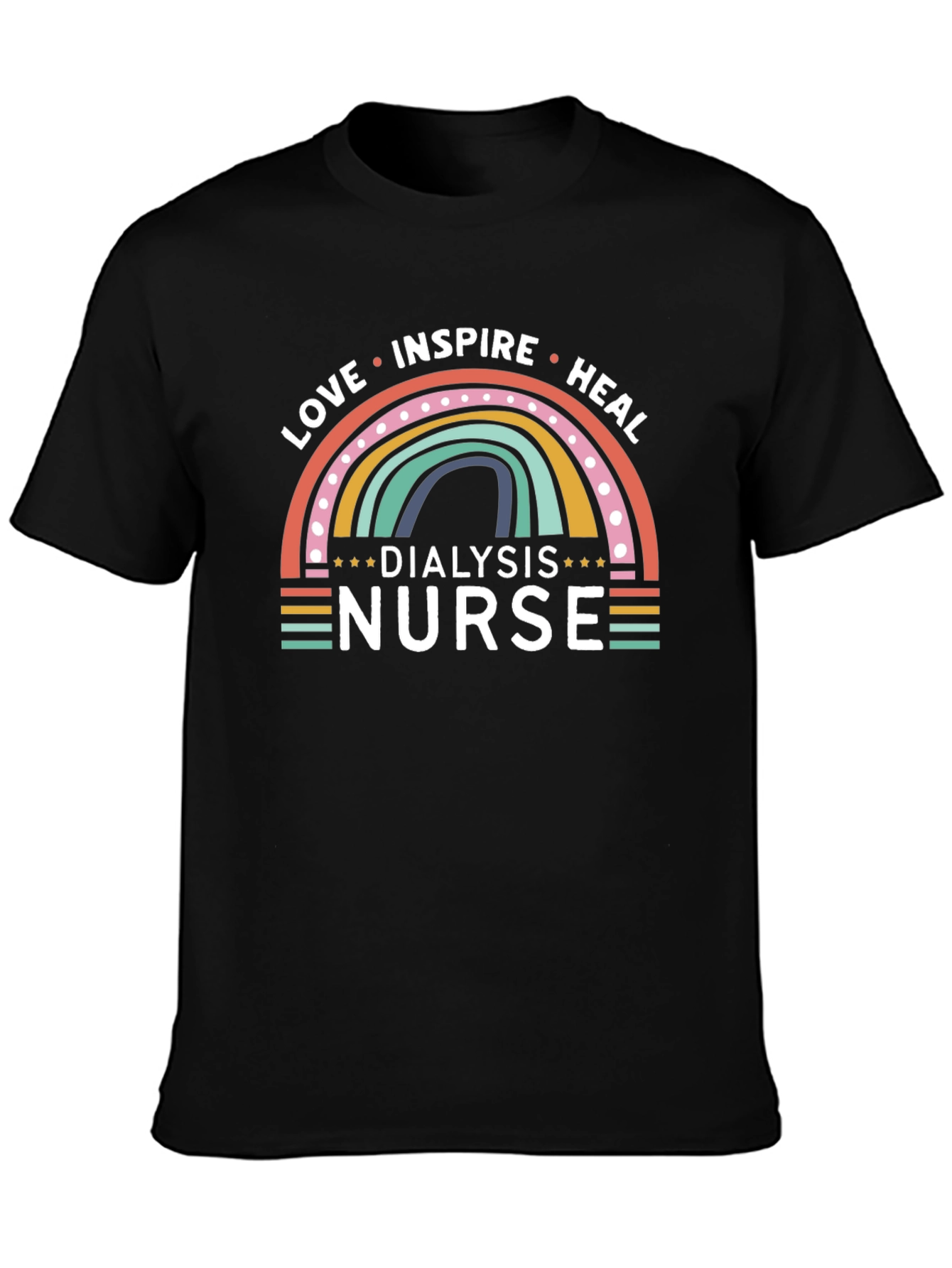 Dialysis Nurse Rainbow Graphic T-Shirt