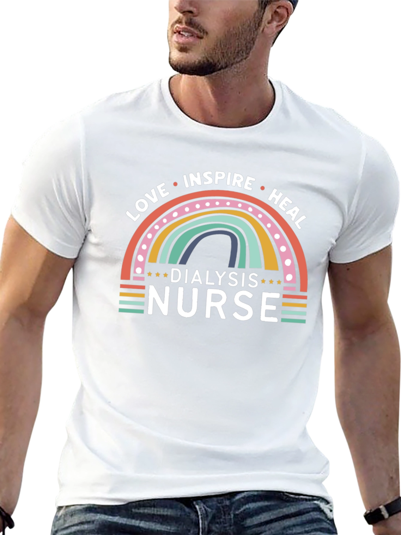 Dialysis Nurse Rainbow Graphic T-Shirt