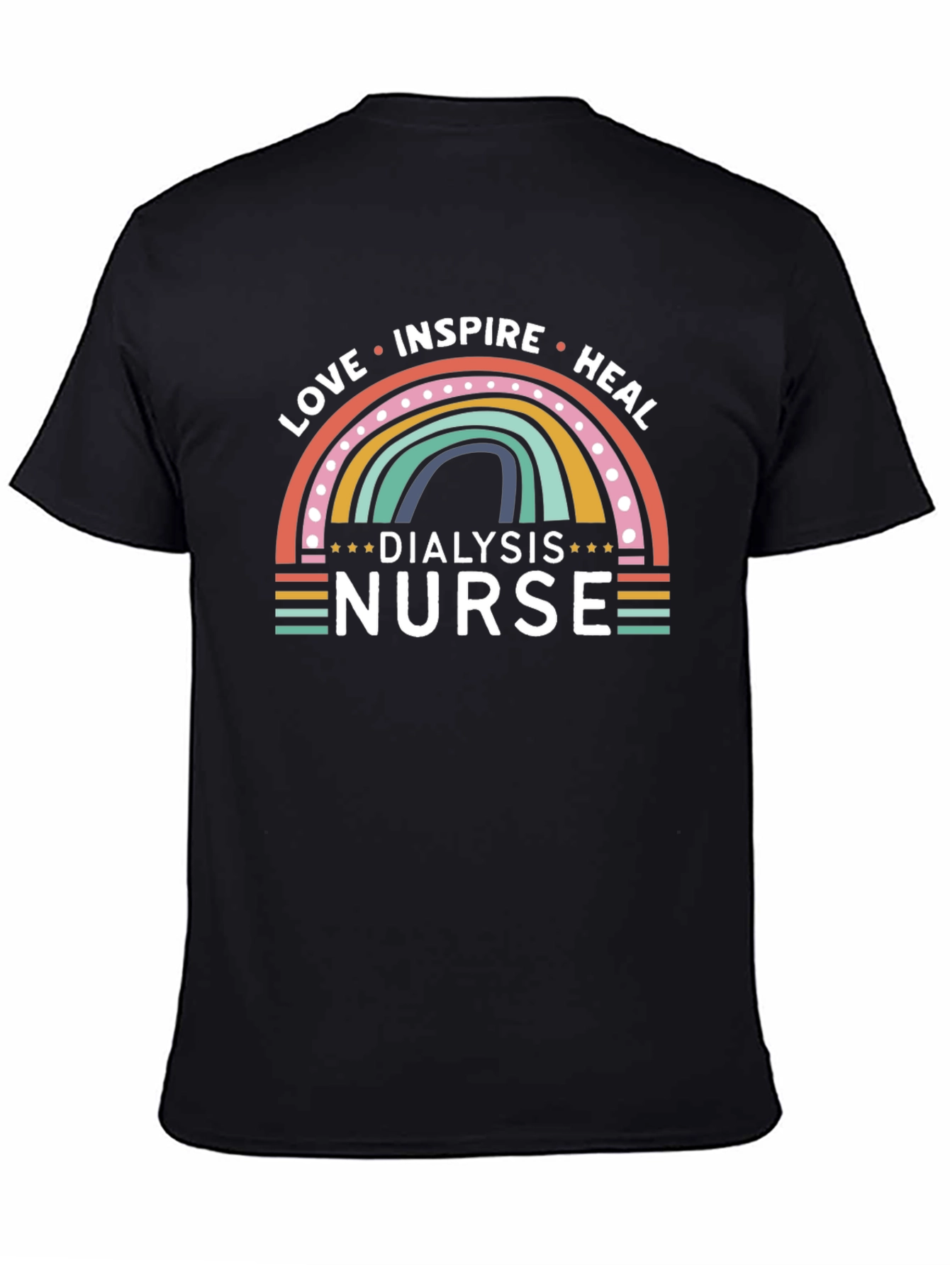 Dialysis Nurse Rainbow Graphic T-Shirt