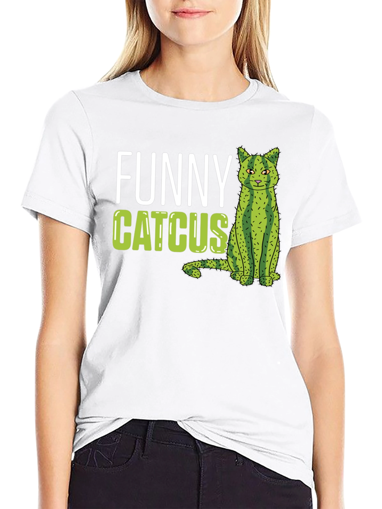 Funny Catcus T-Shirt - Unique Cat Cactus Graphic Tee
