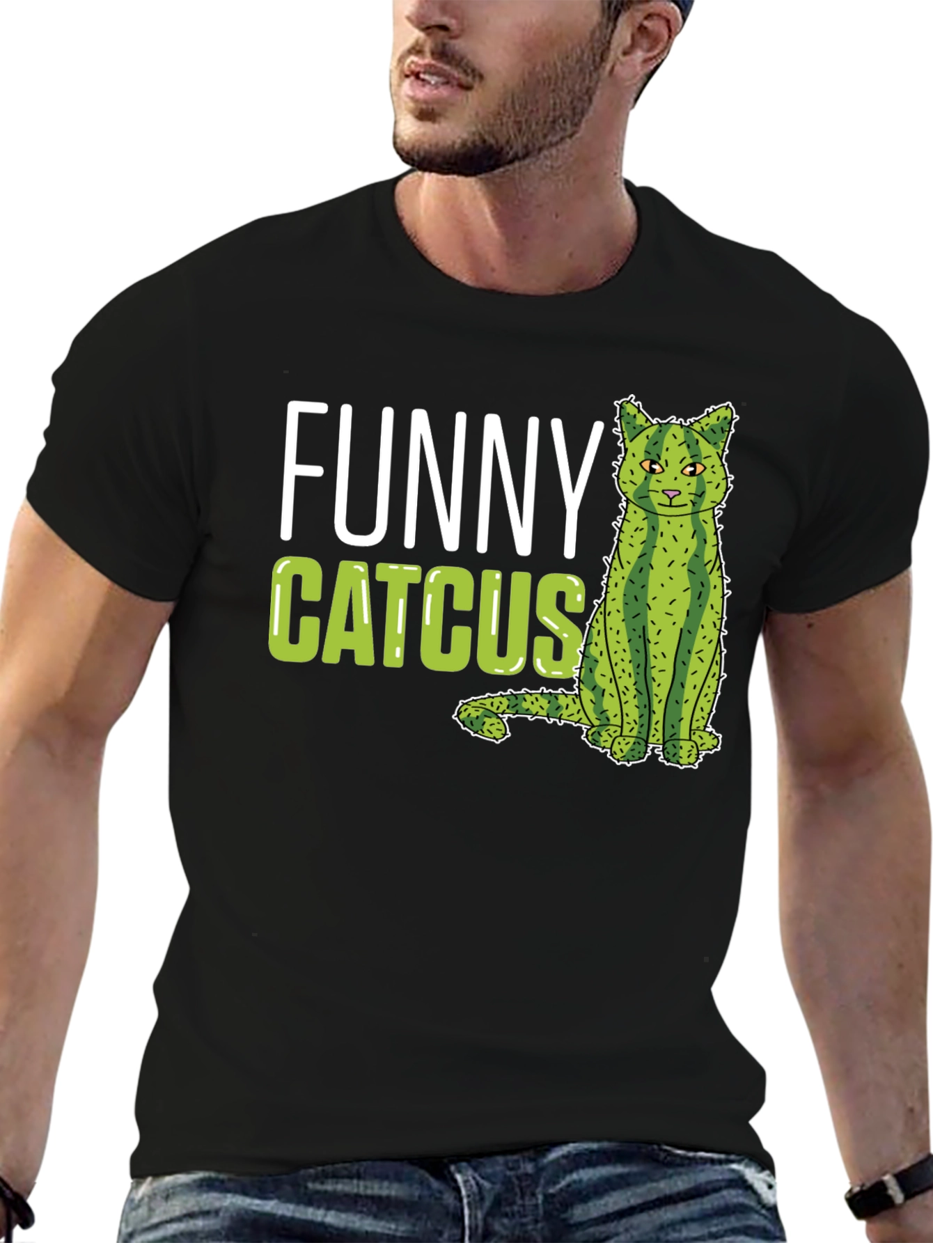 Funny Catcus T-Shirt - Unique Cat Cactus Graphic Tee