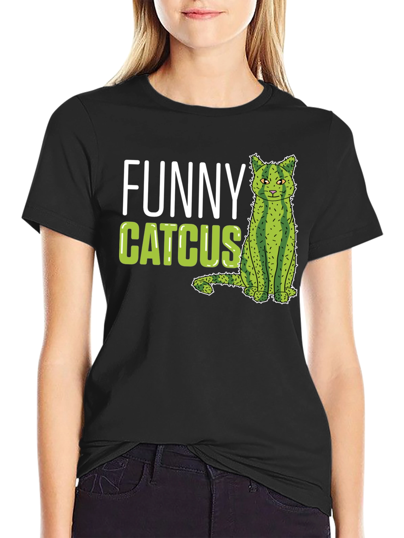 Funny Catcus T-Shirt - Unique Cat Cactus Graphic Tee