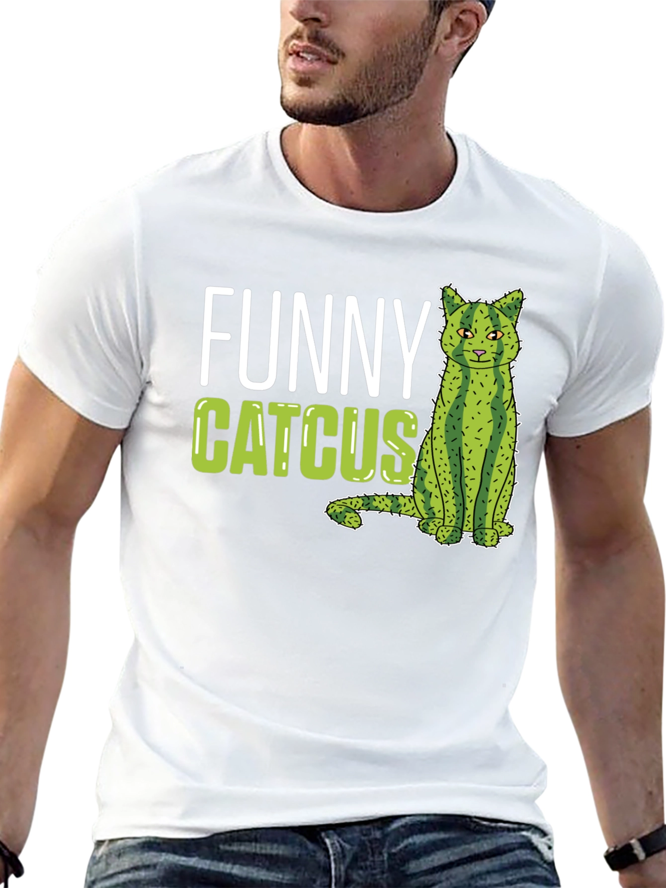 Funny Catcus T-Shirt - Unique Cat Cactus Graphic Tee