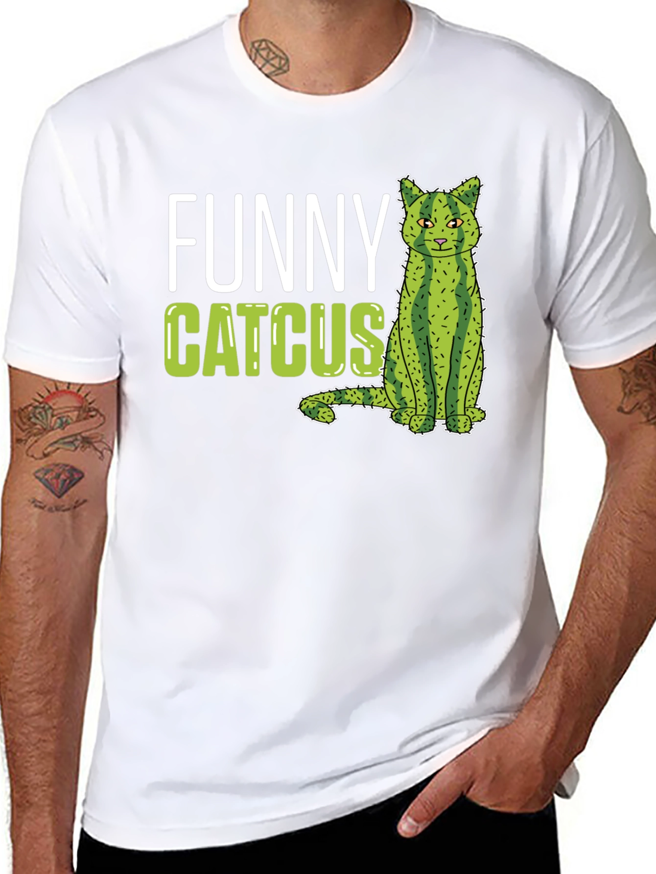Funny Catcus T-Shirt - Unique Cat Cactus Graphic Tee