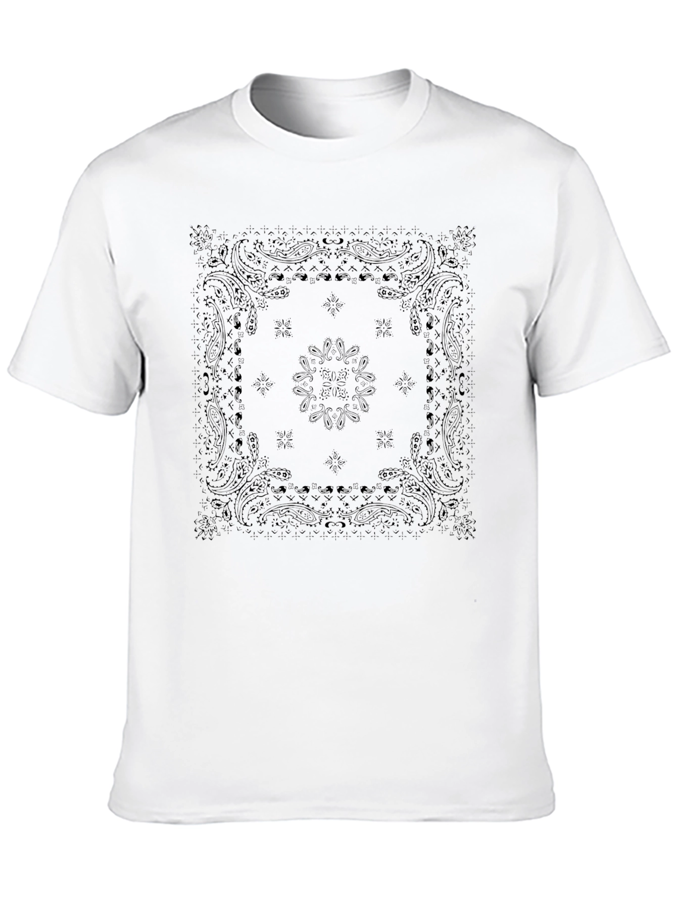 Bandana Print Black T-Shirt for Men