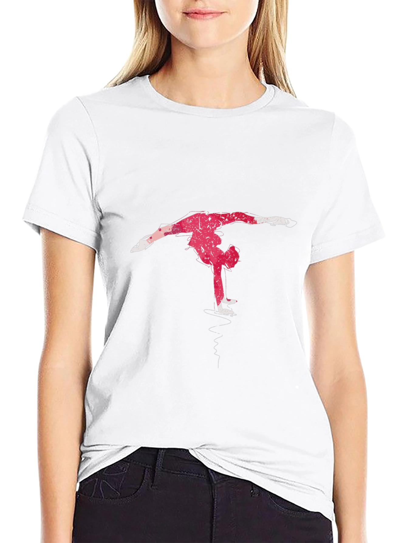 Figure Skater Graphic Tee - Black Cotton Blend