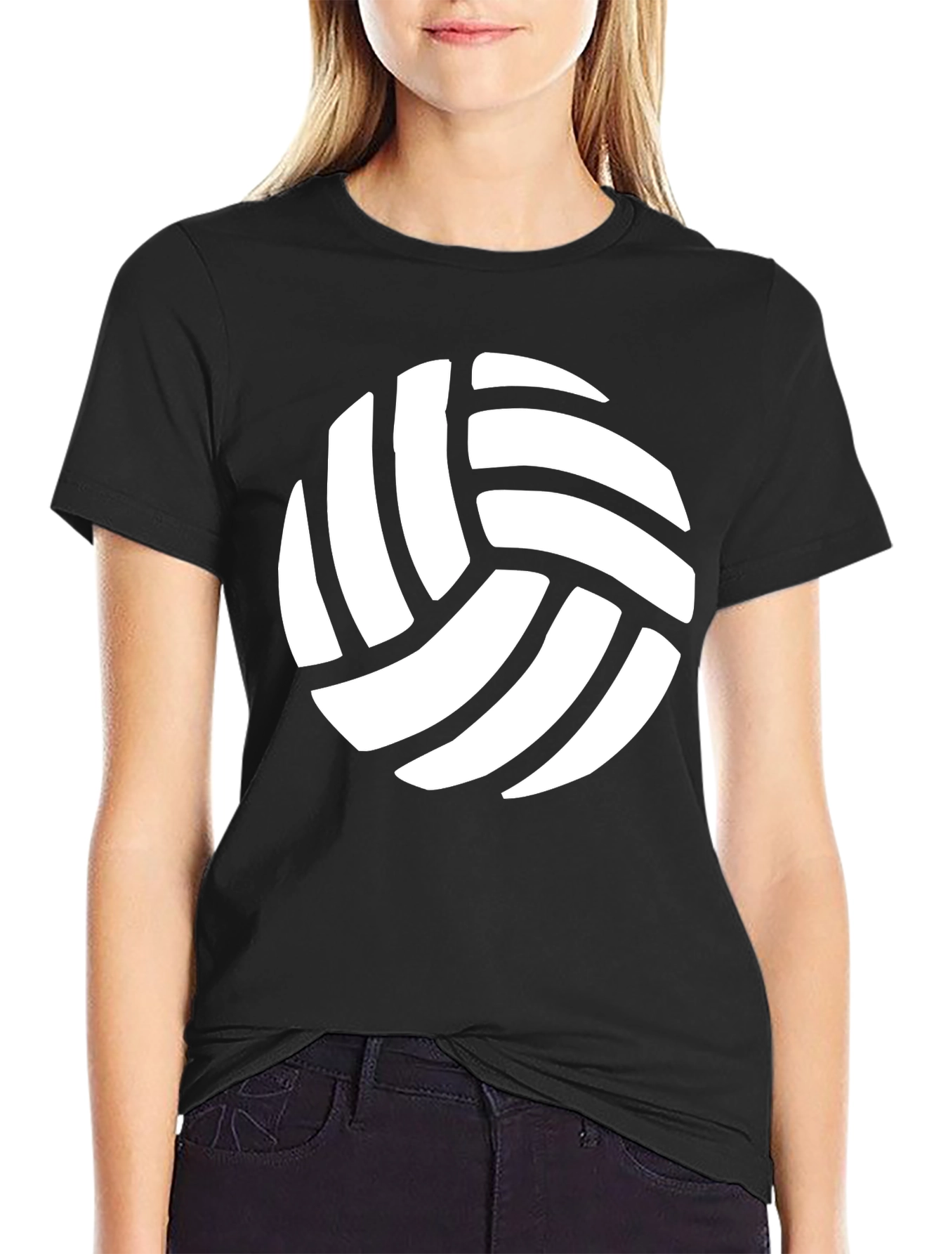Volleyball Graphic Tee - Black Cotton T-Shirt