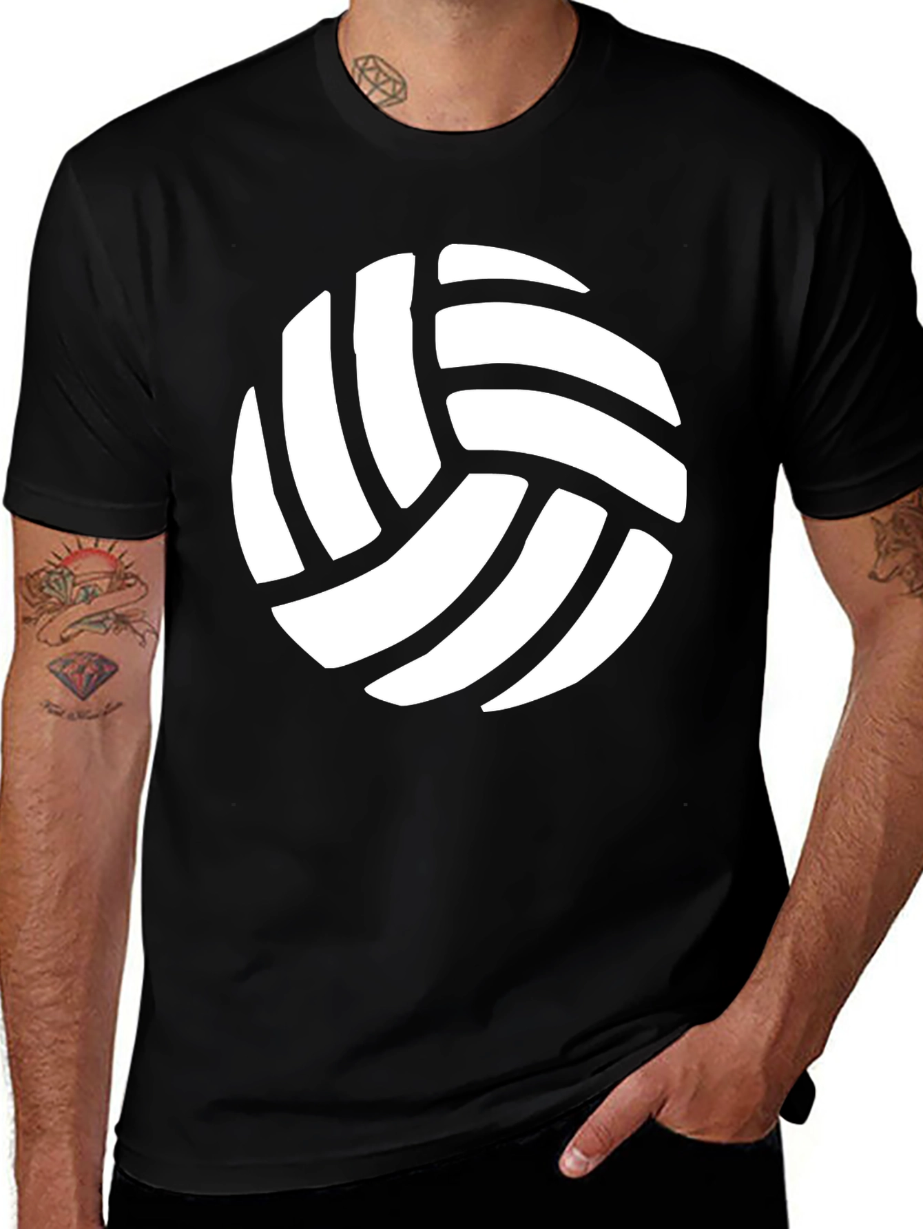 Volleyball Graphic Tee - Black Cotton T-Shirt