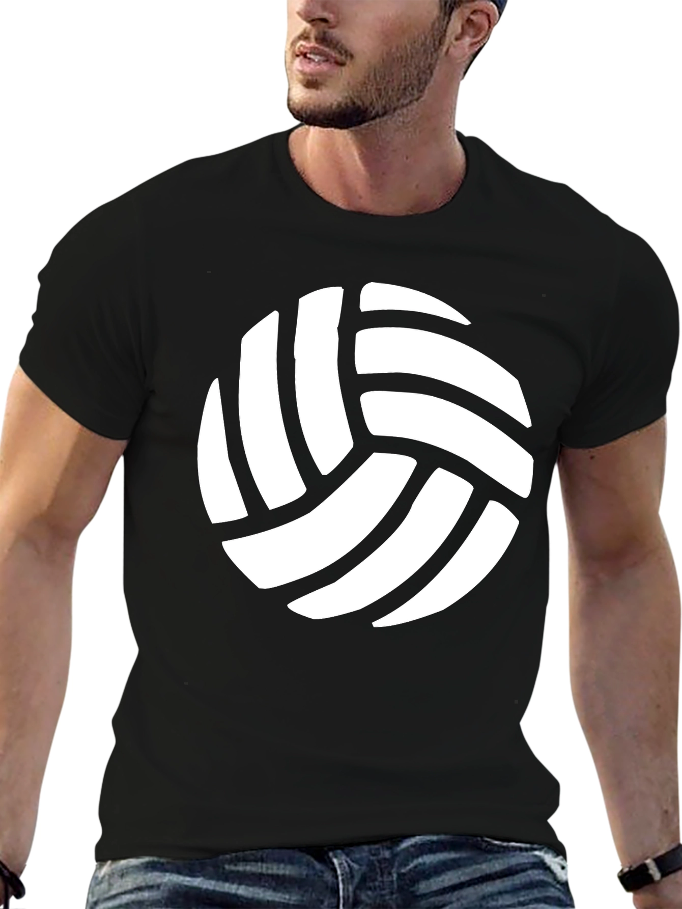 Volleyball Graphic Tee - Black Cotton T-Shirt