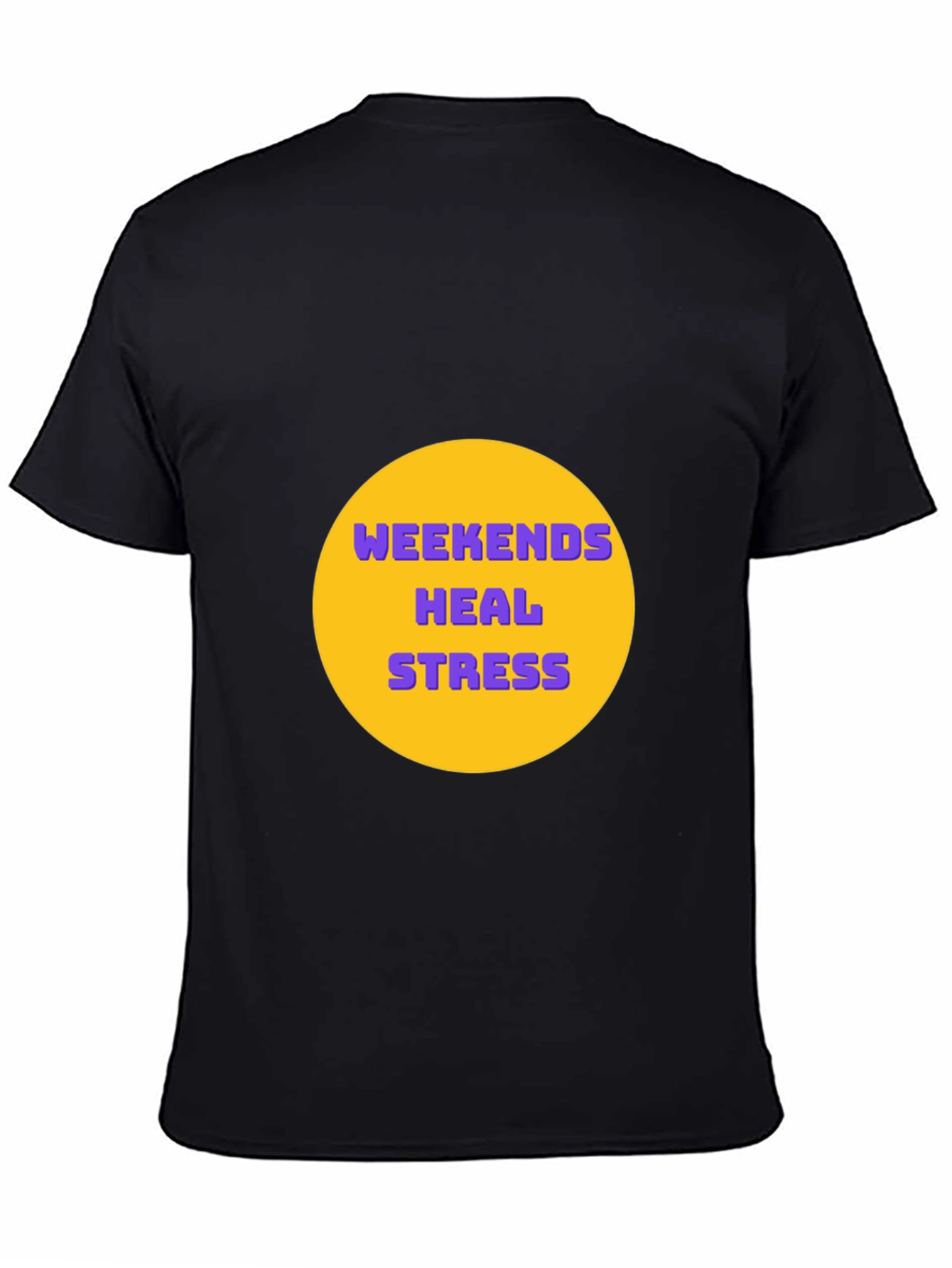 Weekends Heal Stress Graphic Tee - Black Casual T-Shirt