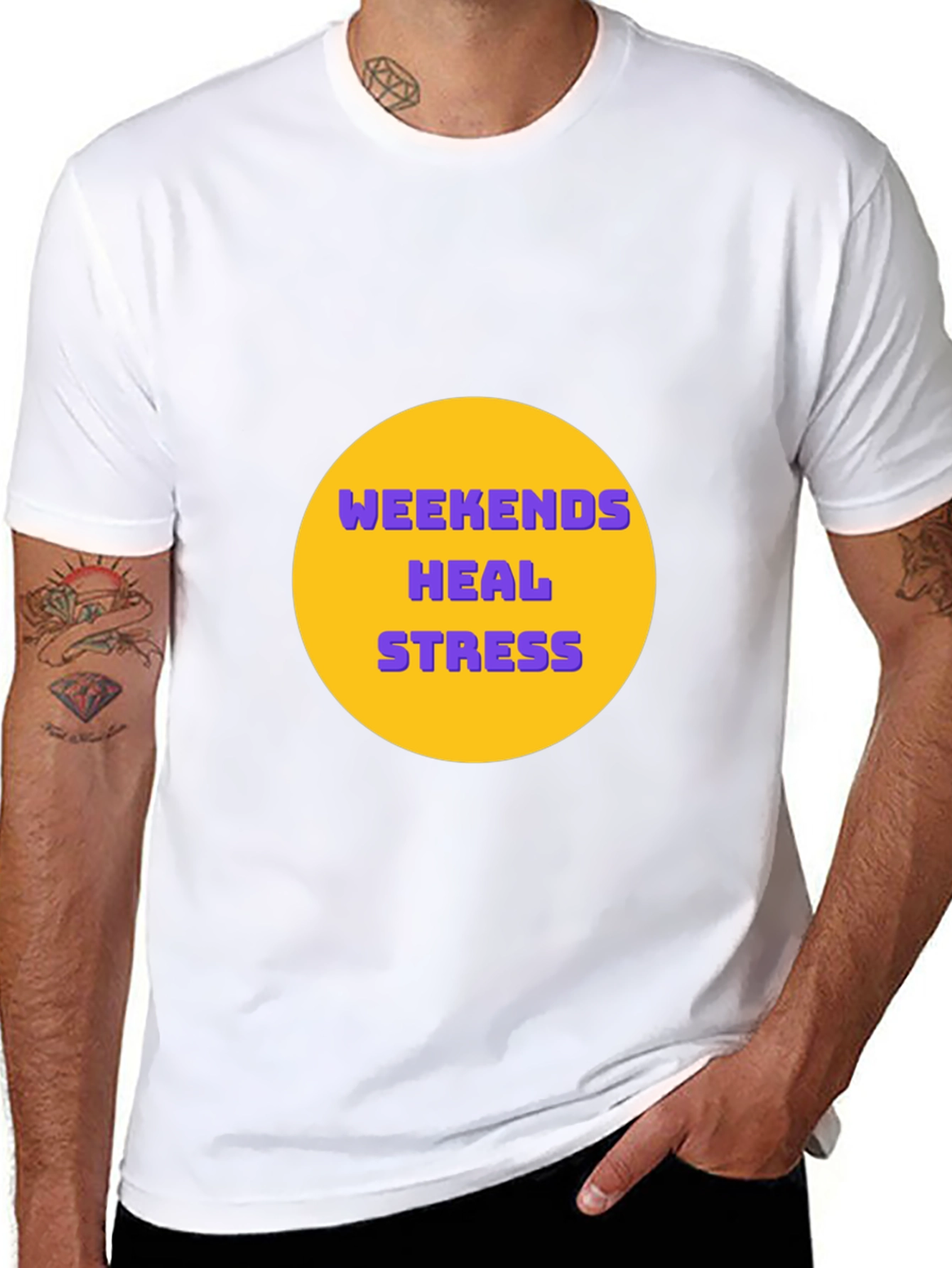 Weekends Heal Stress Graphic Tee - Black Casual T-Shirt