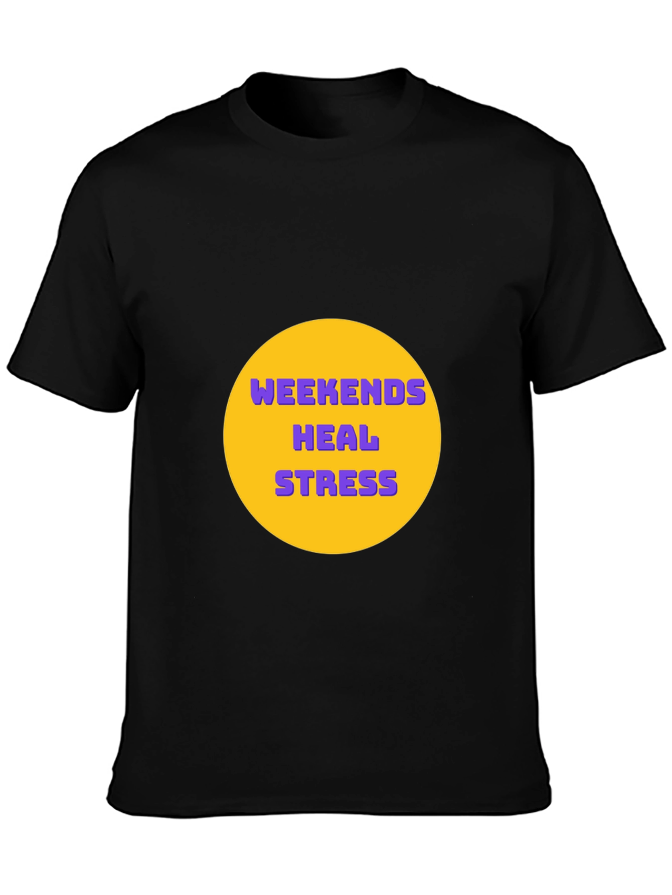 Weekends Heal Stress Graphic Tee - Black Casual T-Shirt