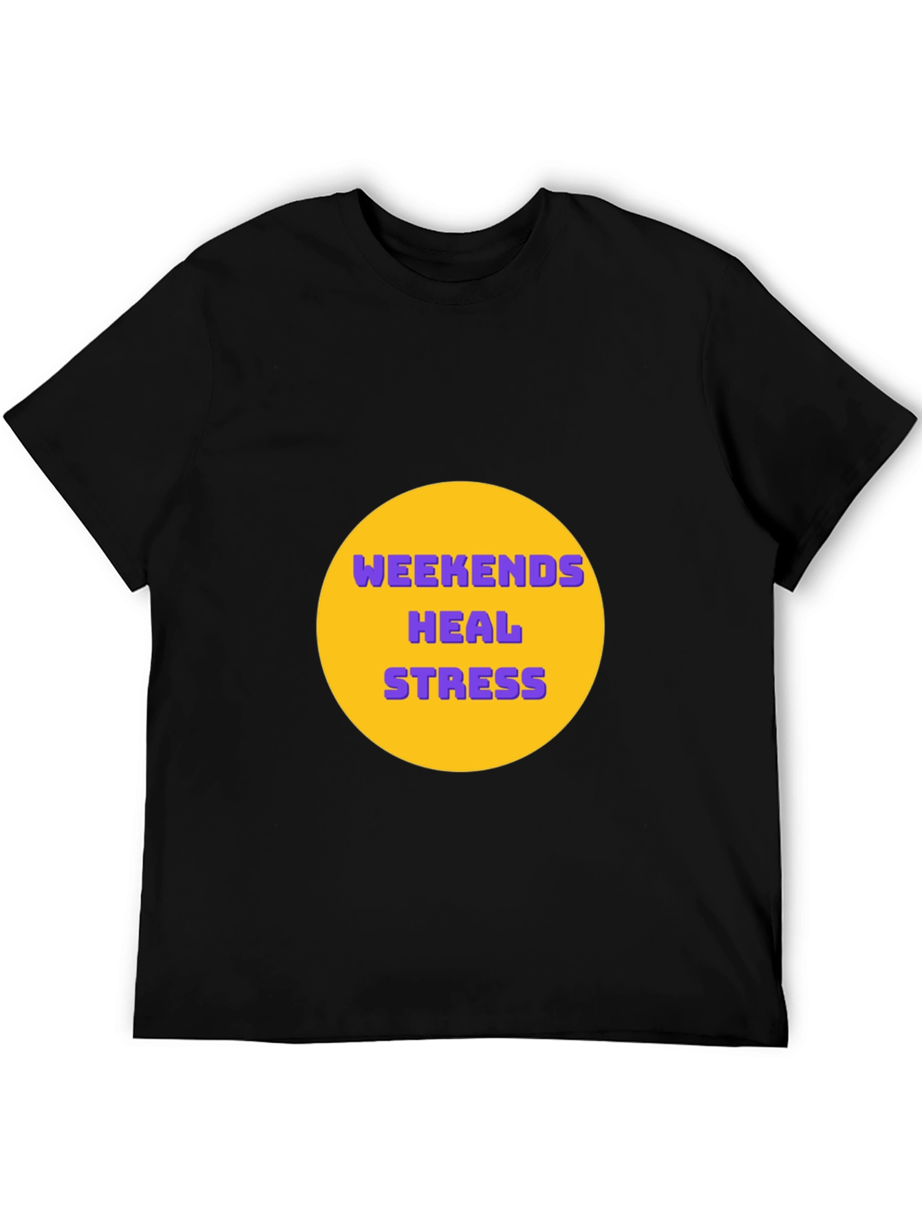 Weekends Heal Stress Graphic Tee - Black Casual T-Shirt