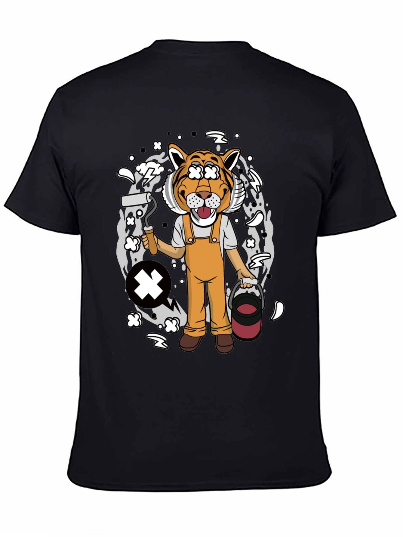 Tiger Painter Graphic Tee - Black Cotton Blend Shirt