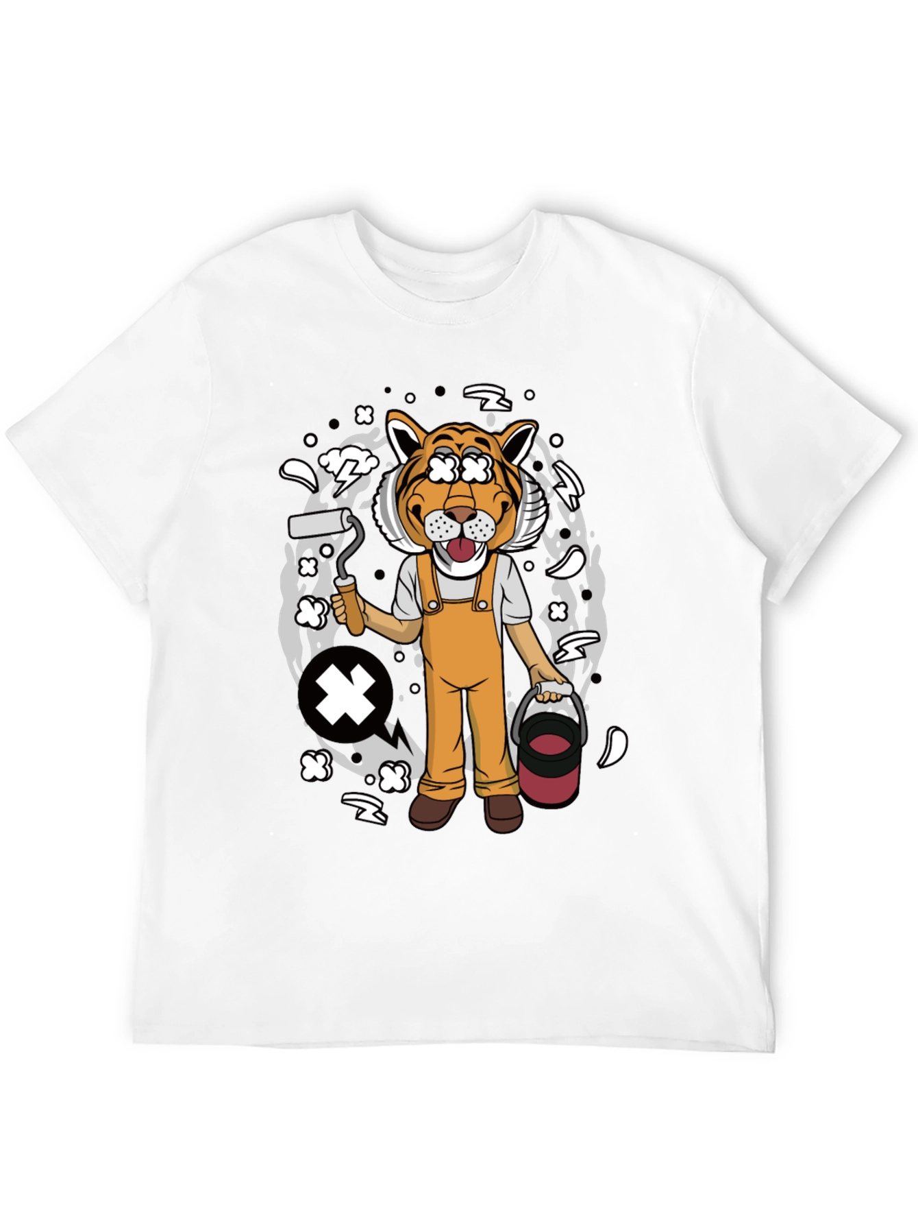 Tiger Painter Graphic Tee - Black Cotton Blend Shirt