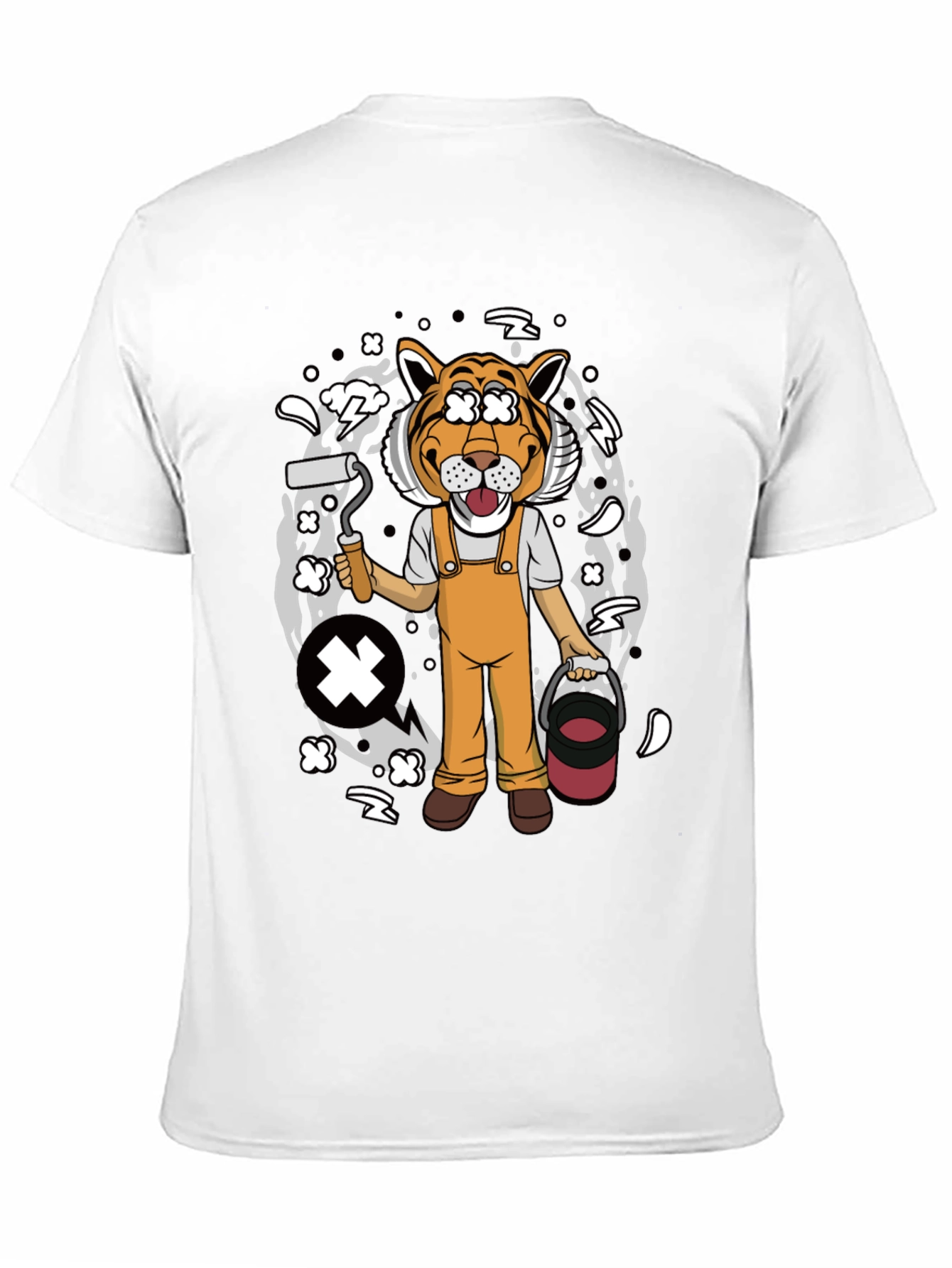 Tiger Painter Graphic Tee - Black Cotton Blend Shirt