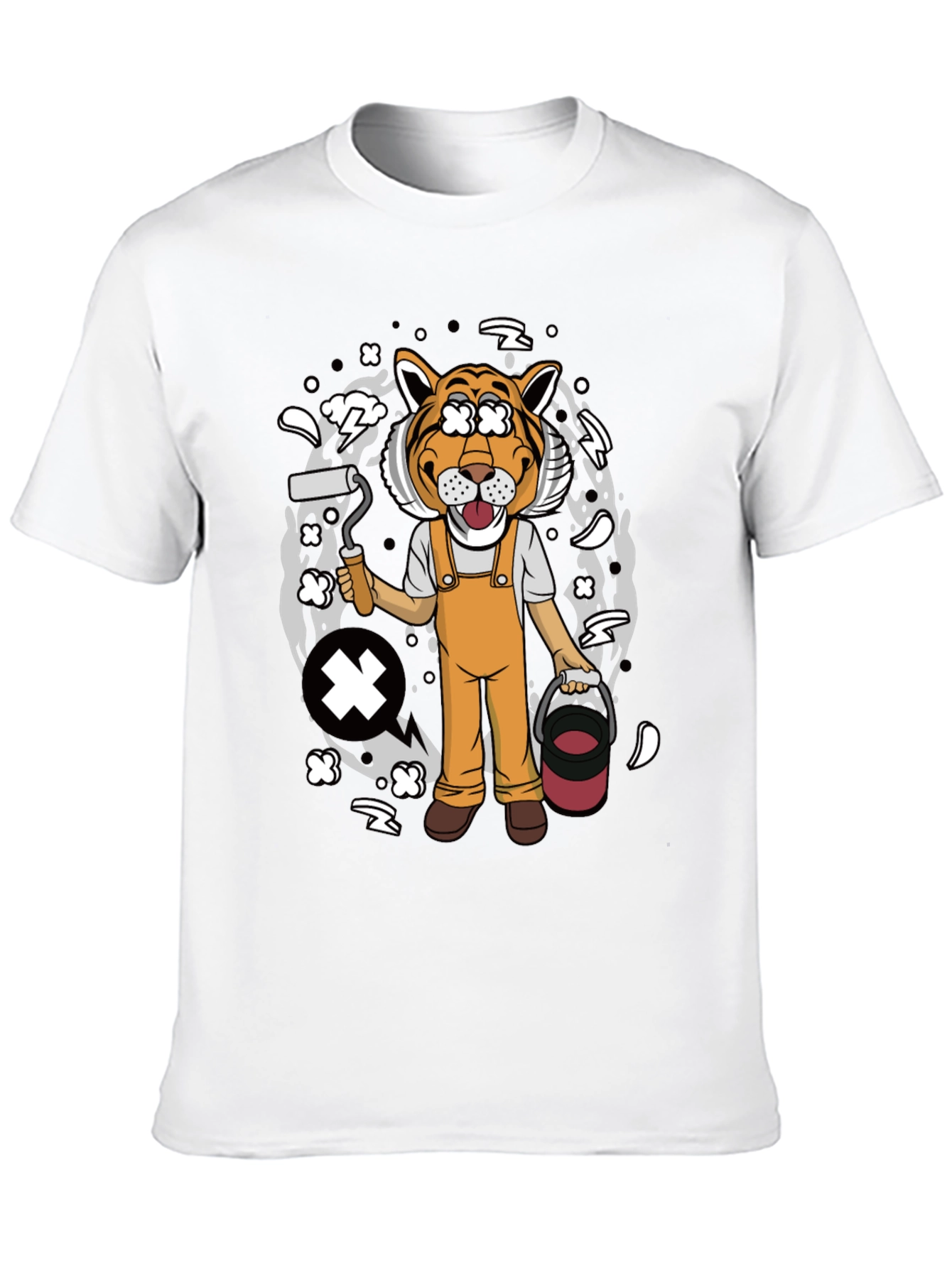 Tiger Painter Graphic Tee - Black Cotton Blend Shirt