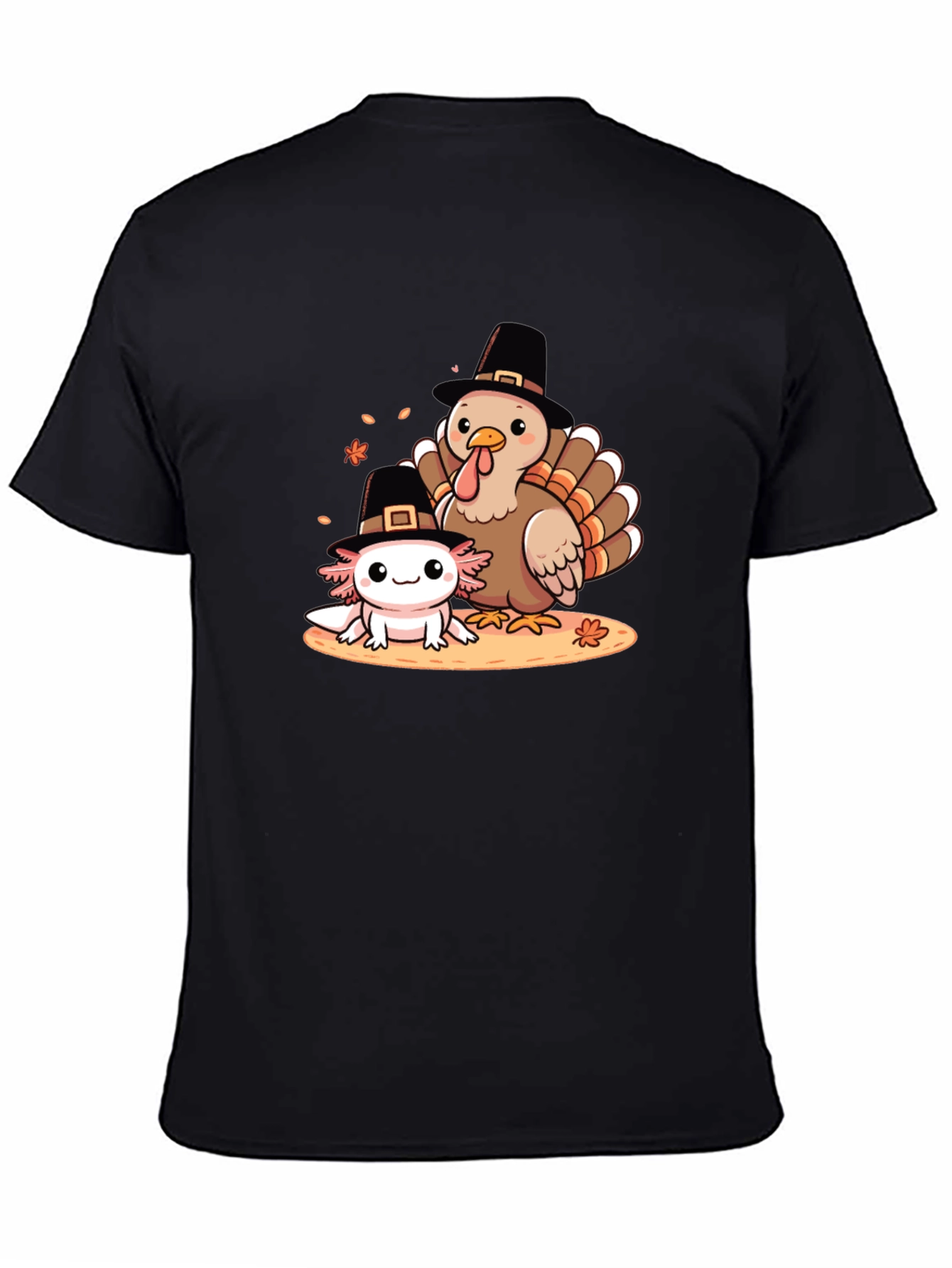 Thanksgiving Turkey & Axolotl Graphic T-Shirt