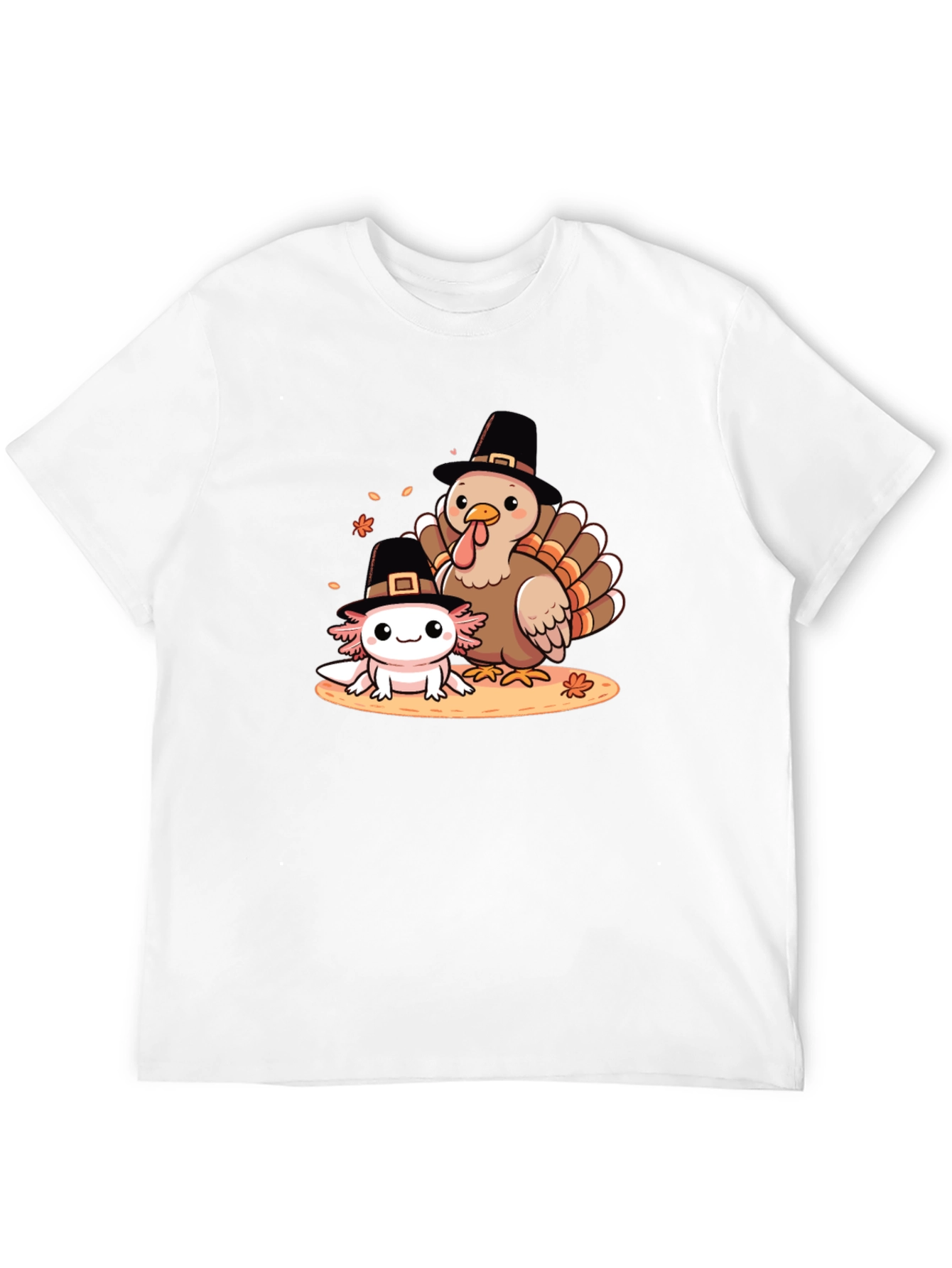 Thanksgiving Turkey & Axolotl Graphic T-Shirt