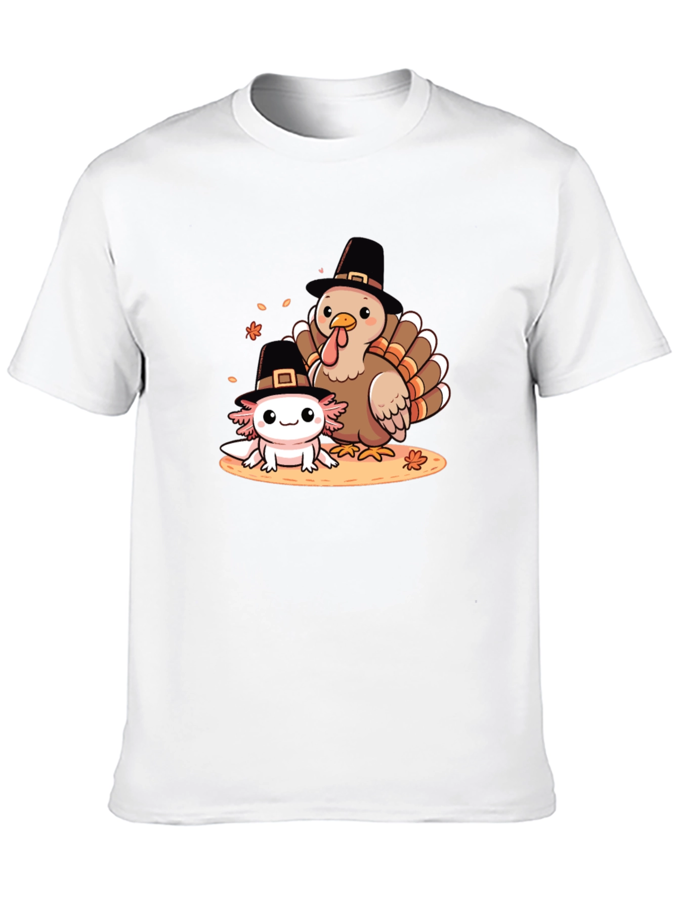 Thanksgiving Turkey & Axolotl Graphic T-Shirt