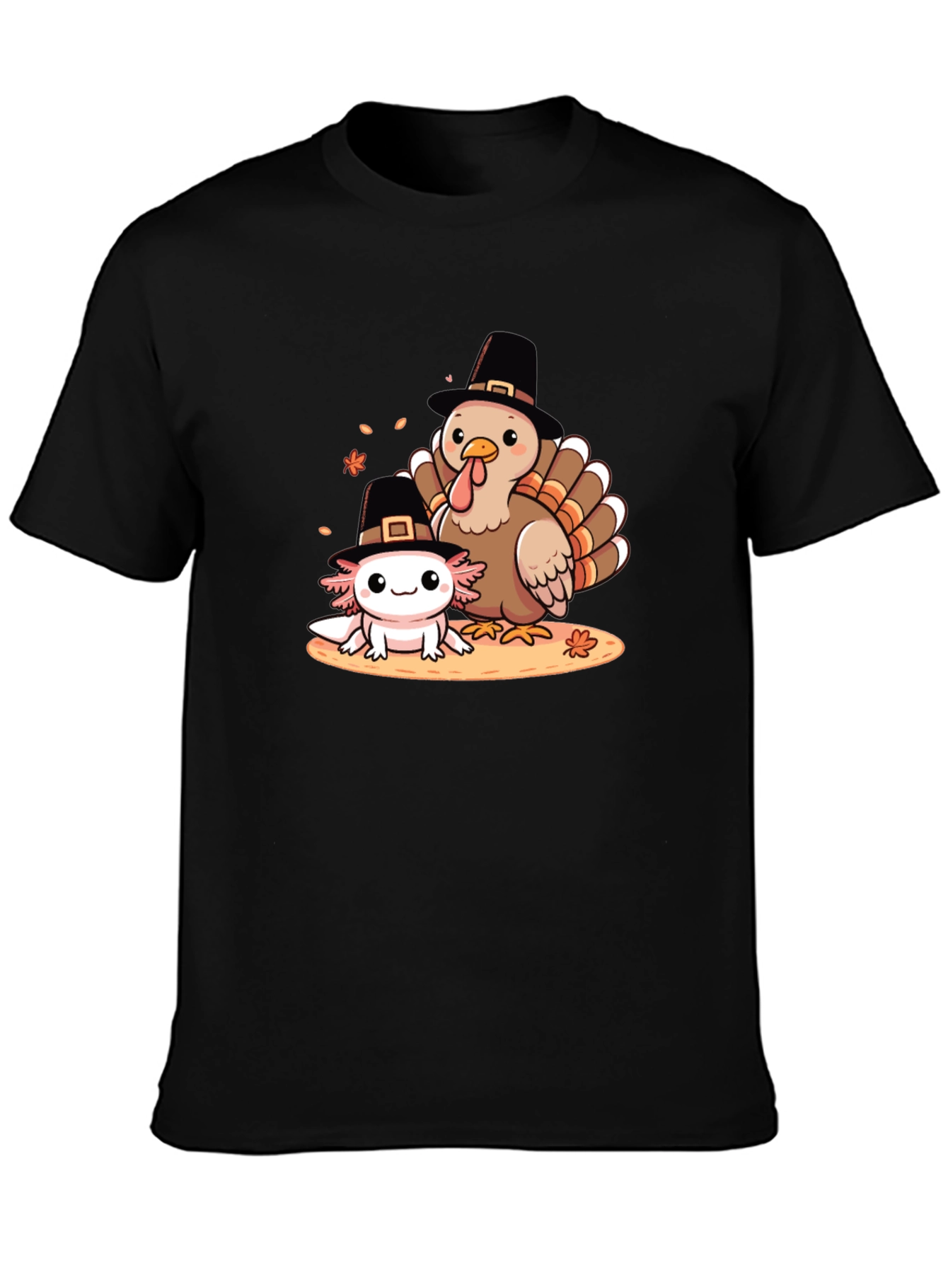 Thanksgiving Turkey & Axolotl Graphic T-Shirt