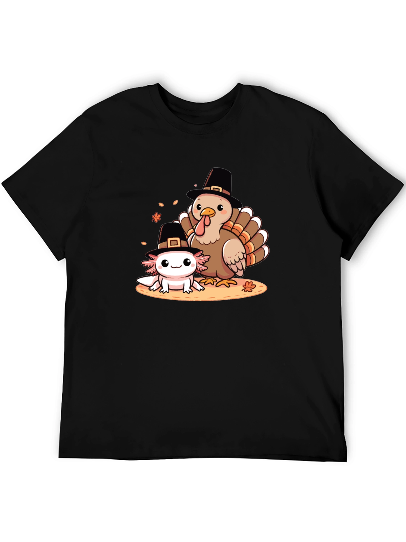 Thanksgiving Turkey & Axolotl Graphic T-Shirt