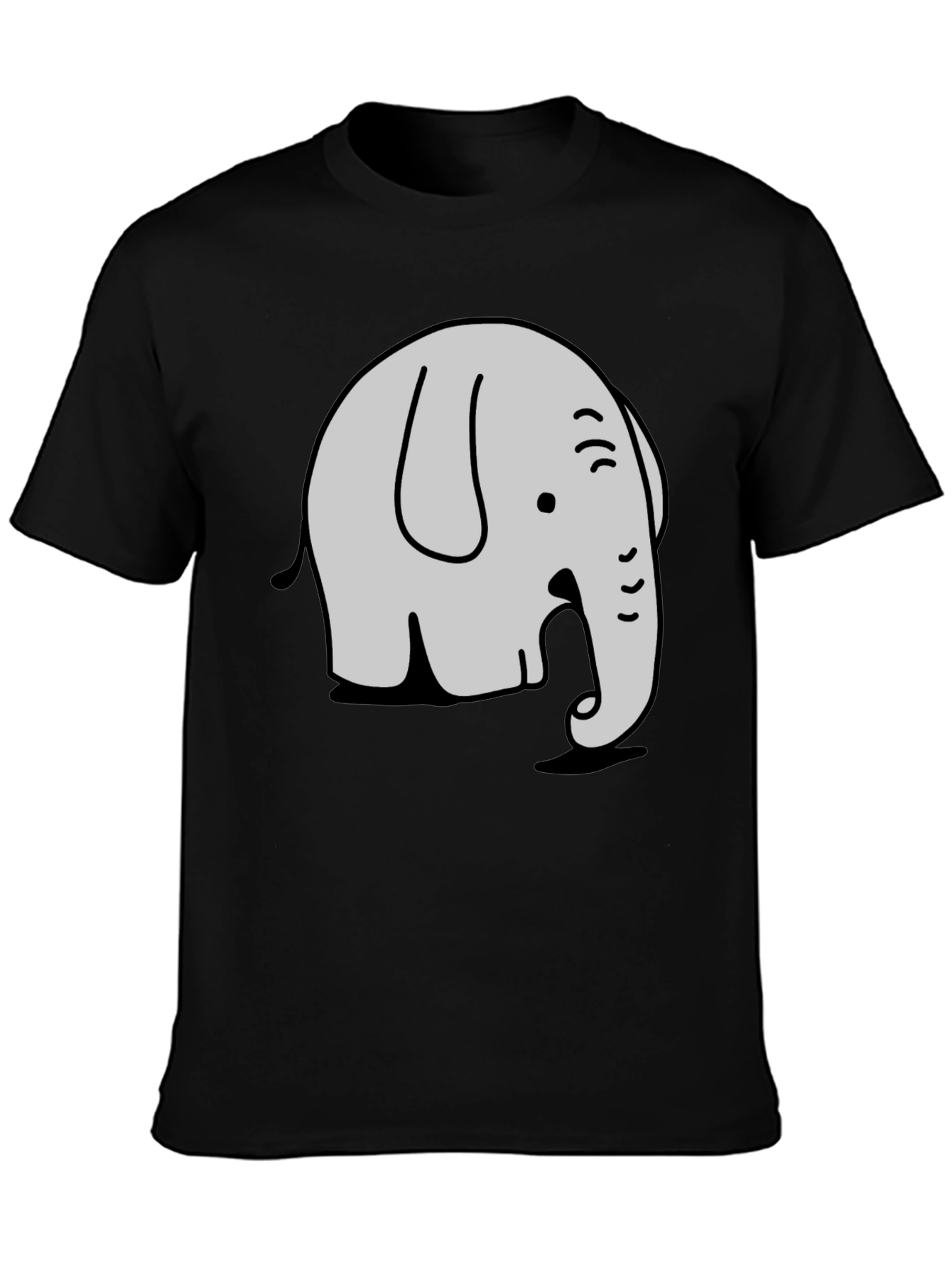 Cartoon Elephant Graphic Tee - Stylish Black T-Shirt