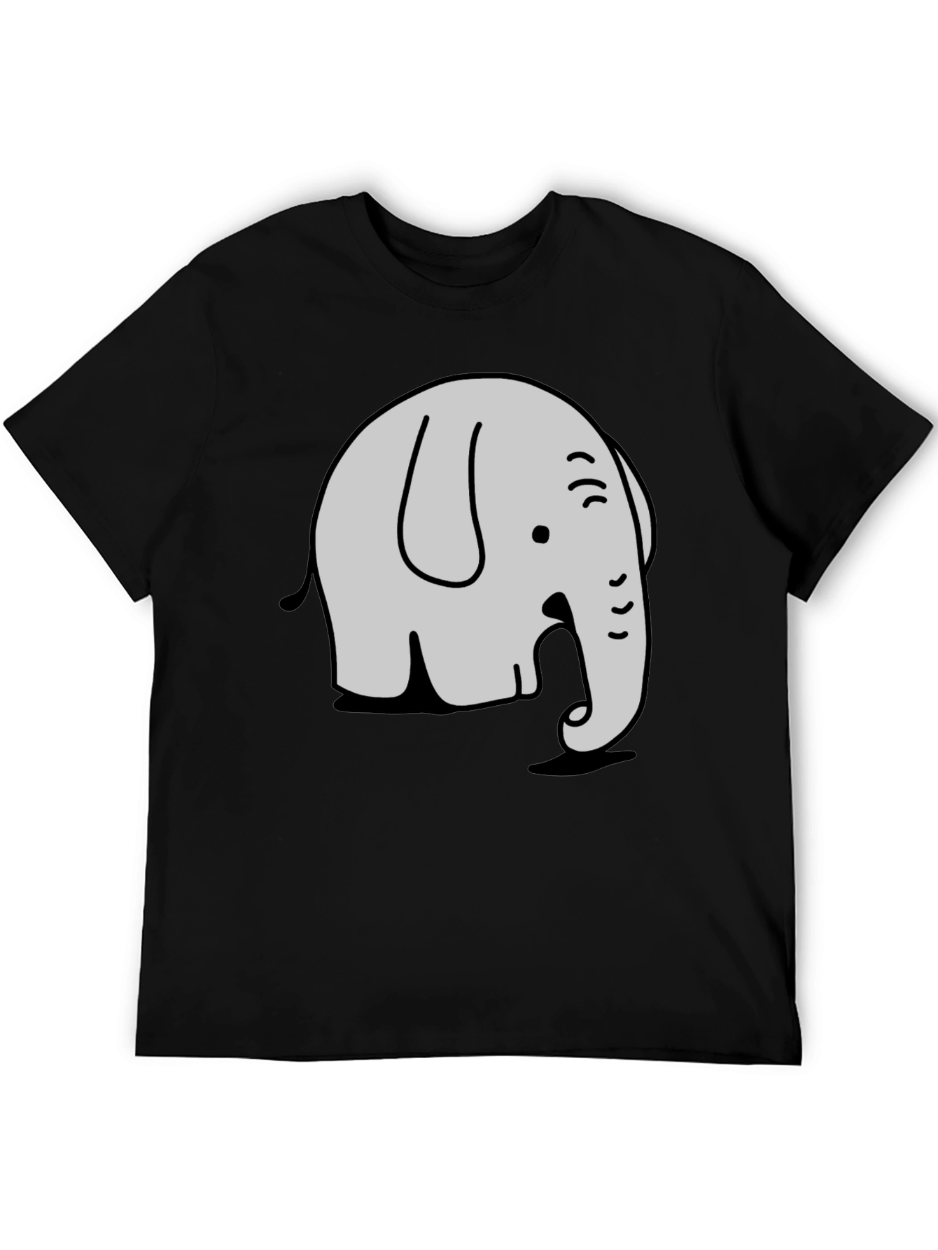 Cartoon Elephant Graphic Tee - Stylish Black T-Shirt