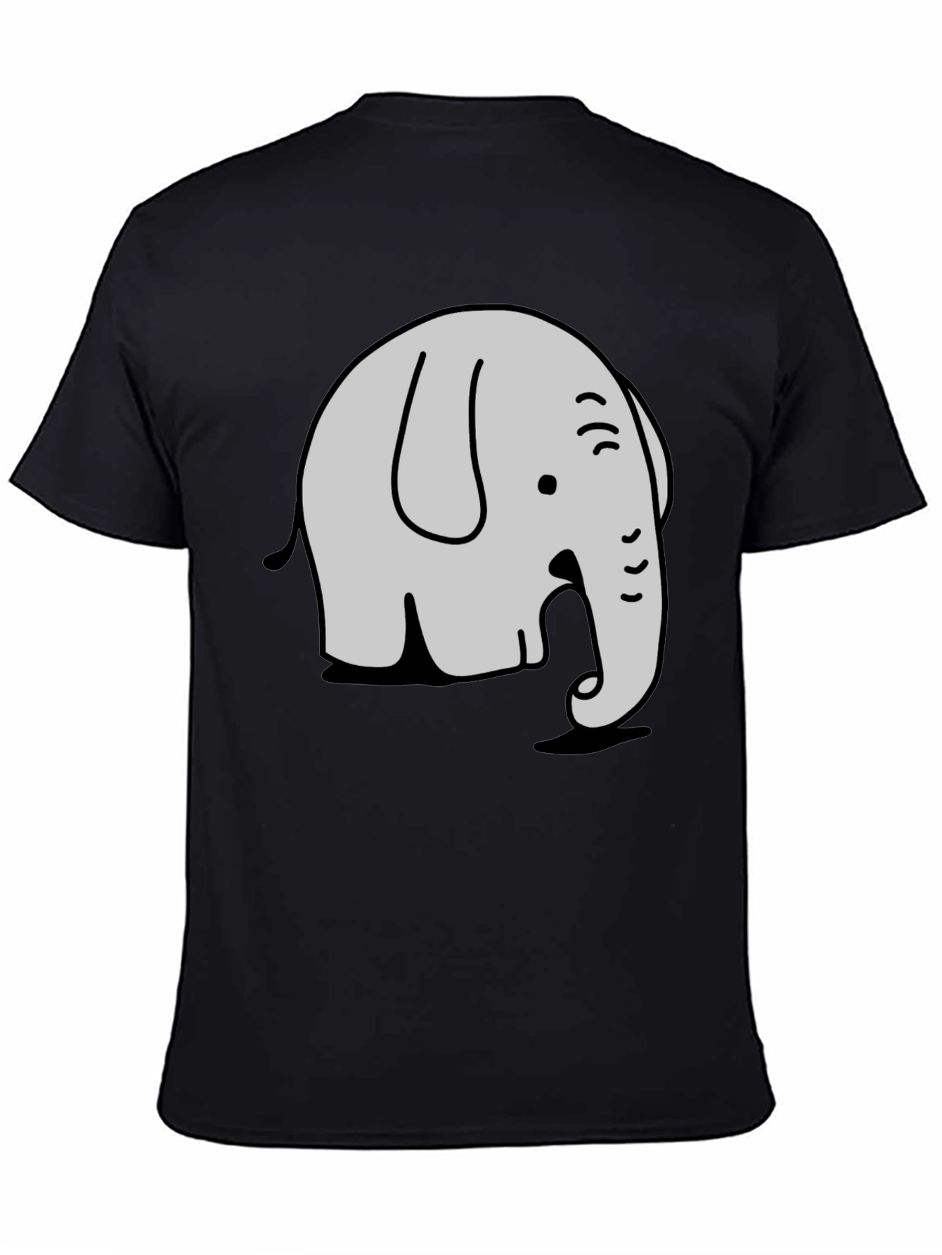Cartoon Elephant Graphic Tee - Stylish Black T-Shirt
