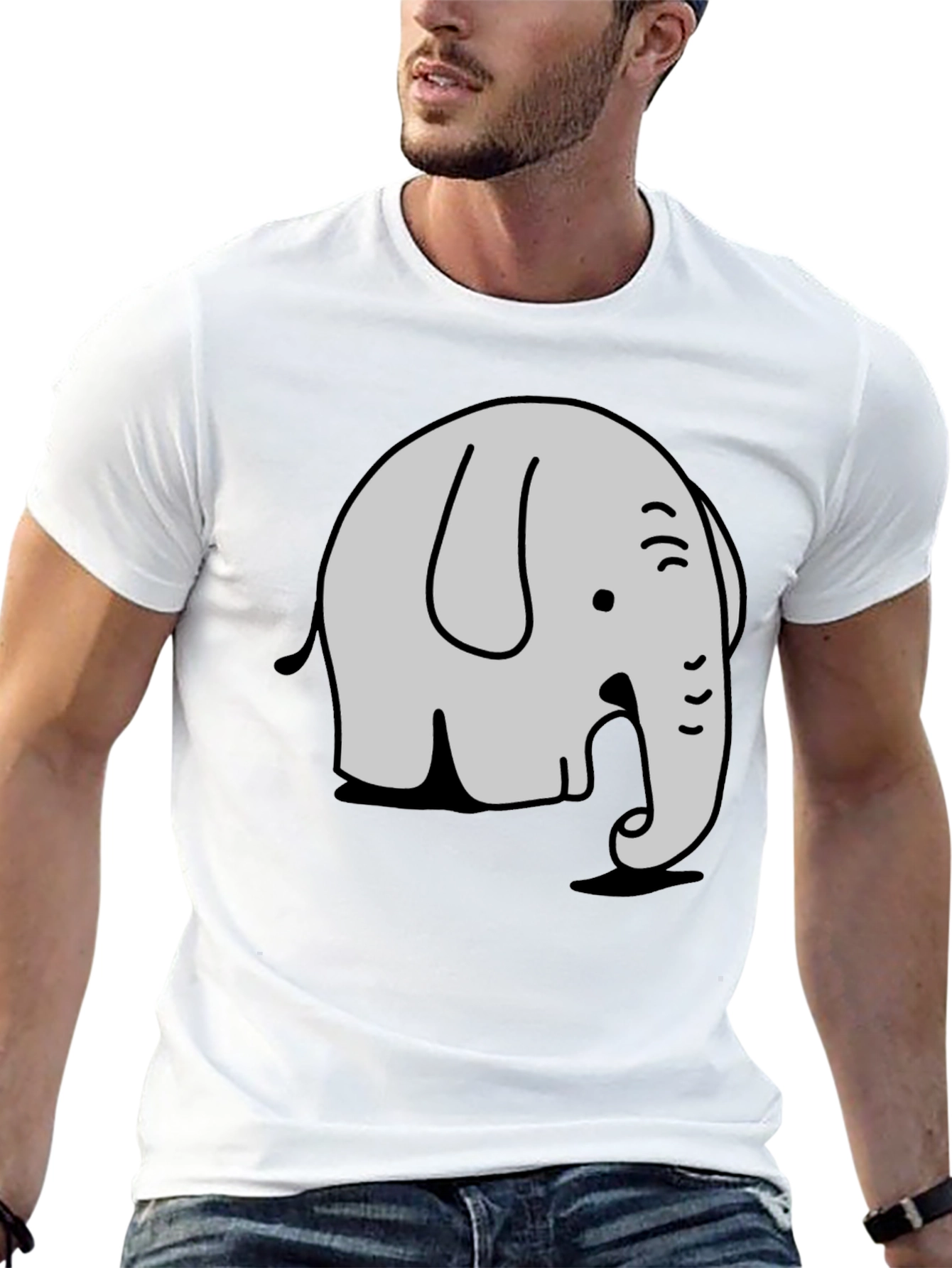 Cartoon Elephant Graphic Tee - Stylish Black T-Shirt
