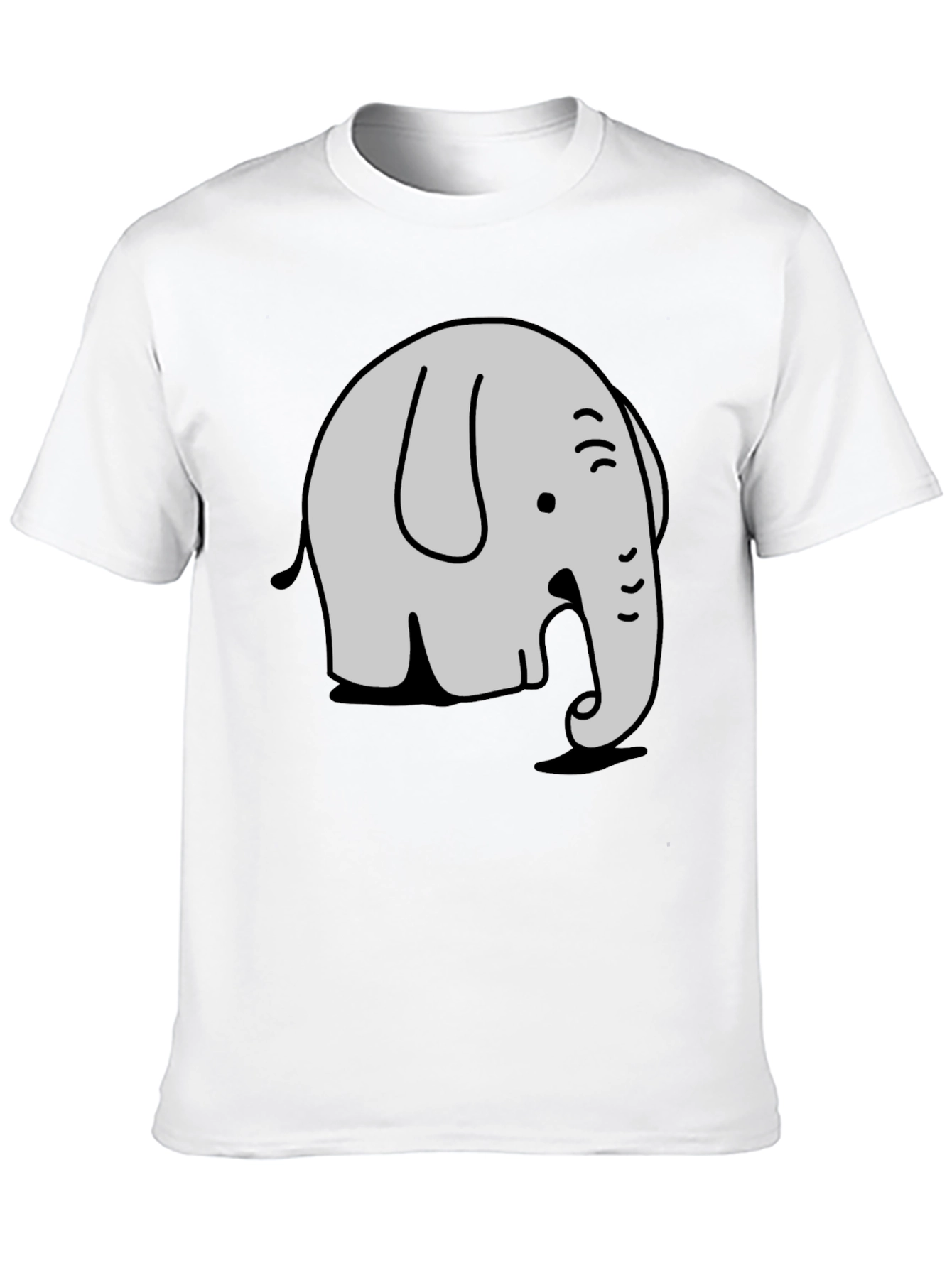 Cartoon Elephant Graphic Tee - Stylish Black T-Shirt