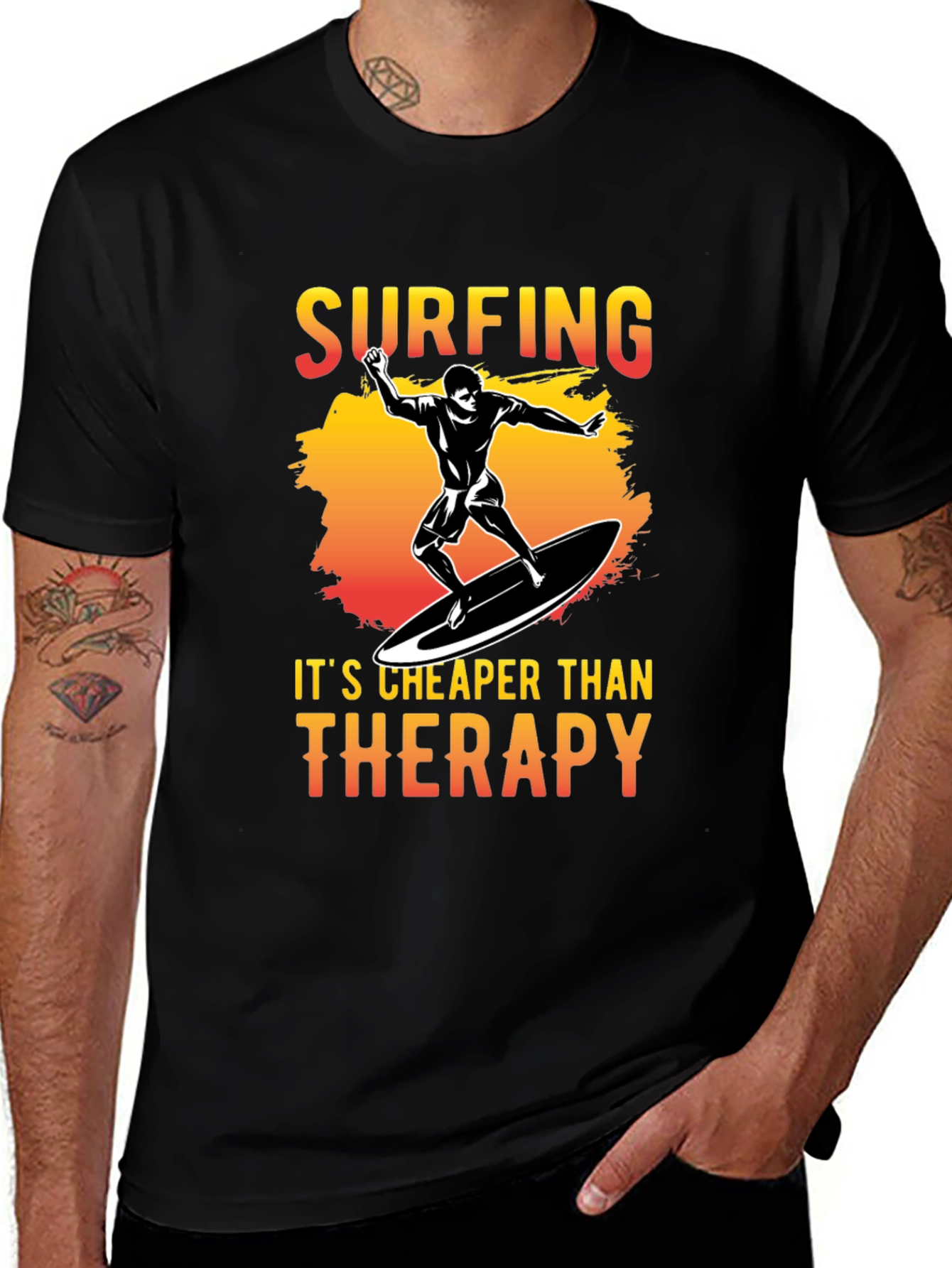 Surfing Cheaper Than Therapy Graphic Tee