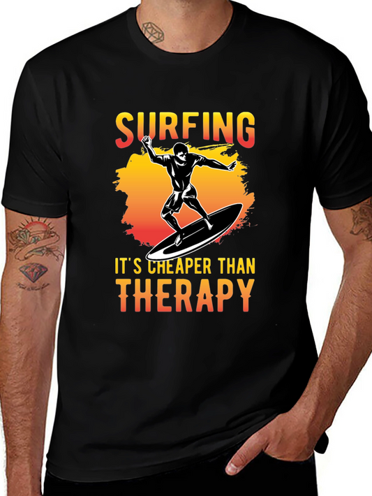 Surfing Cheaper Than Therapy Graphic Tee