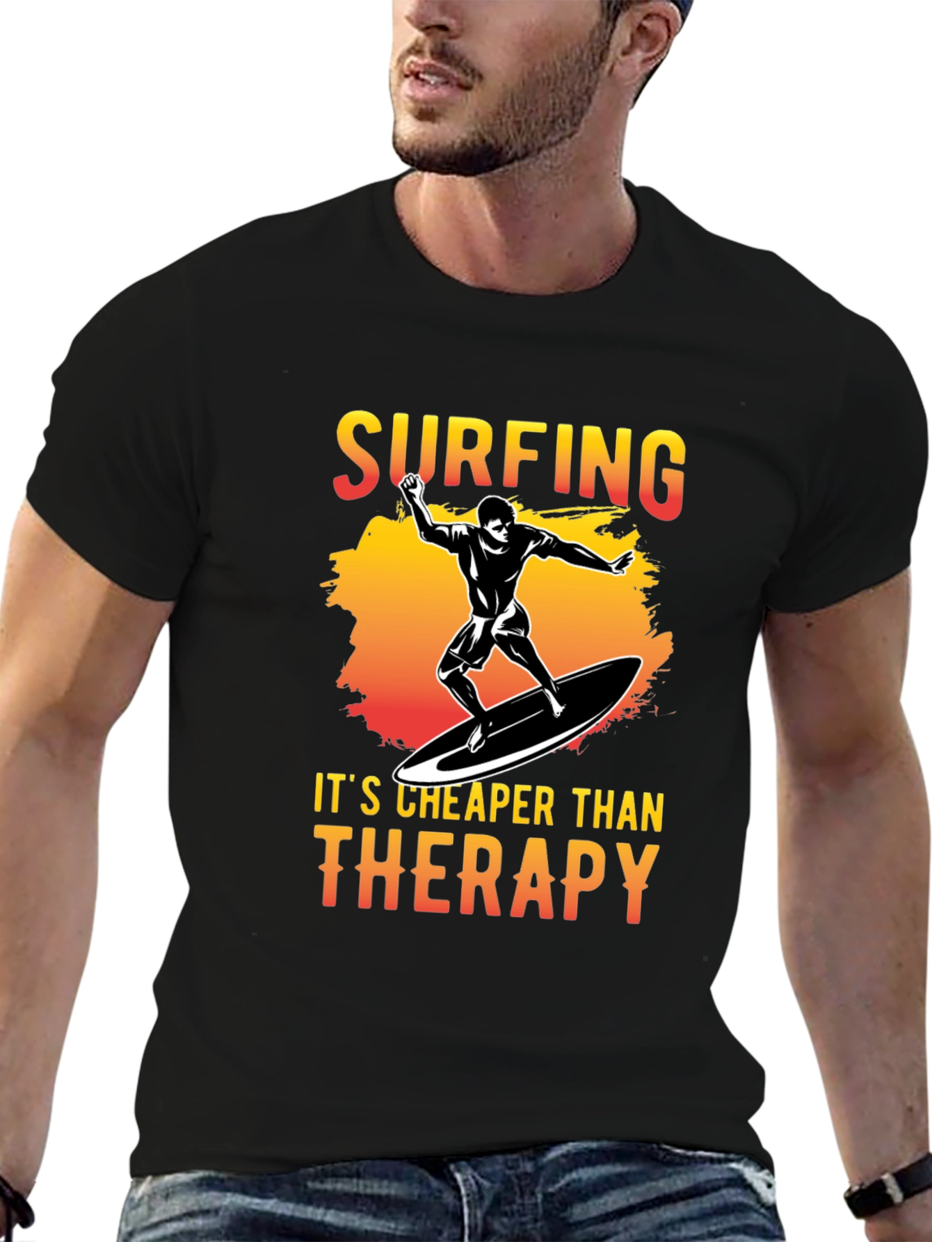 Surfing Cheaper Than Therapy Graphic Tee