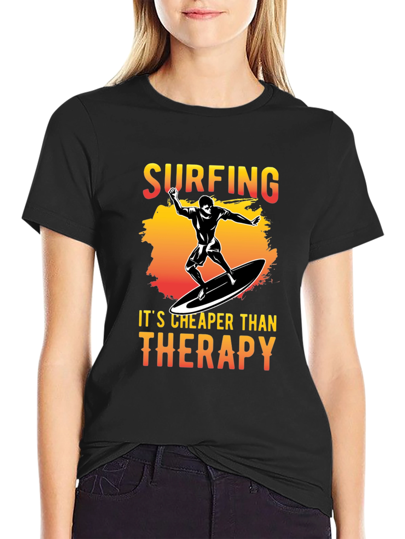 Surfing Cheaper Than Therapy Graphic Tee