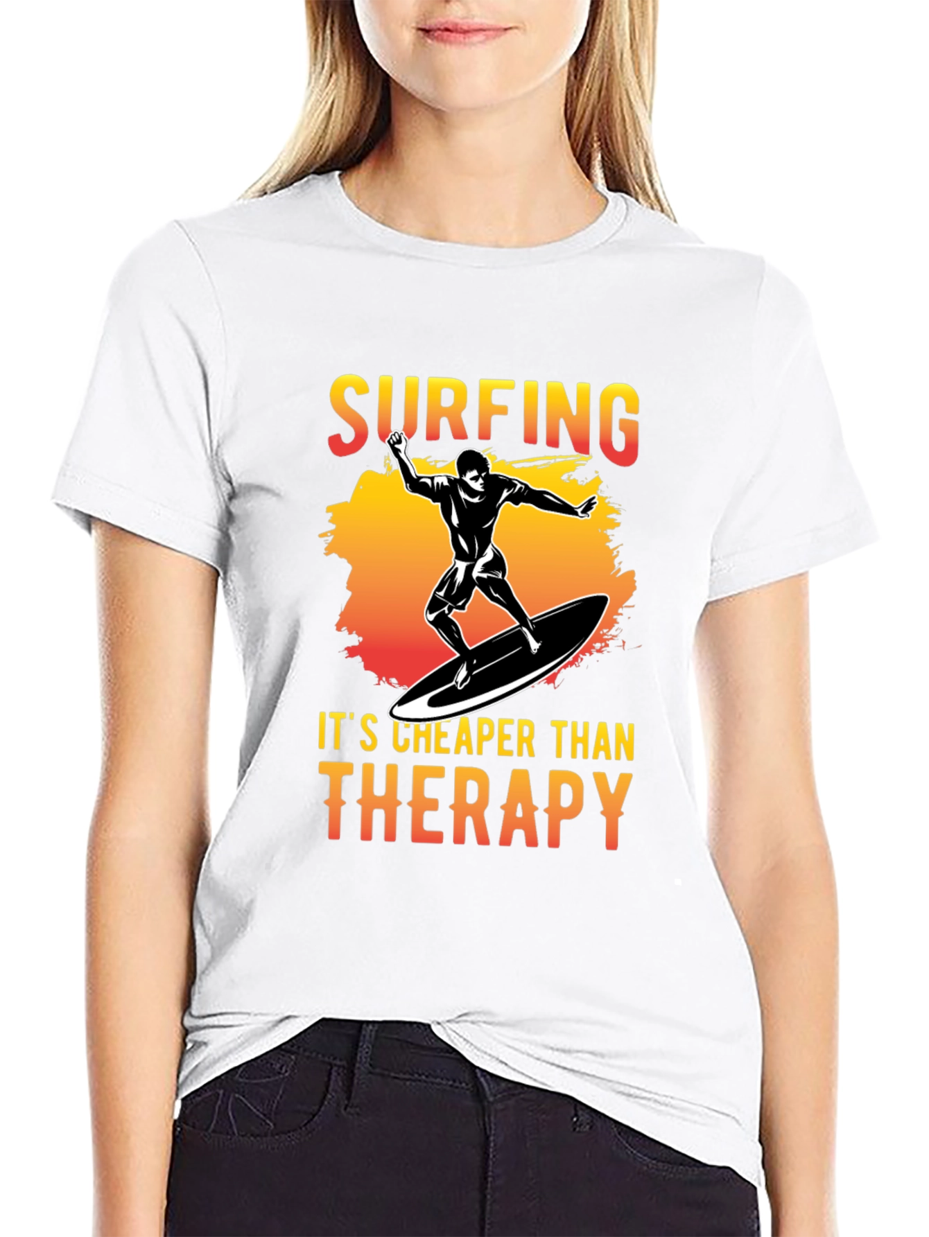 Surfing Cheaper Than Therapy Graphic Tee