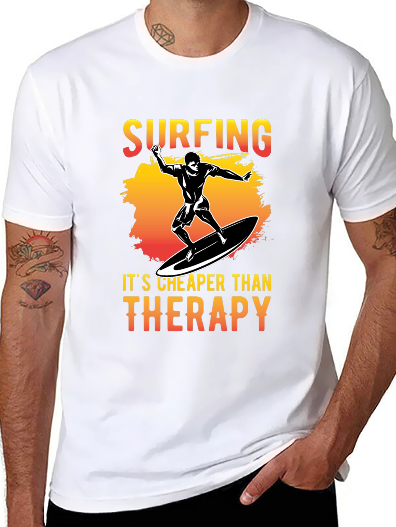 Surfing Cheaper Than Therapy Graphic Tee