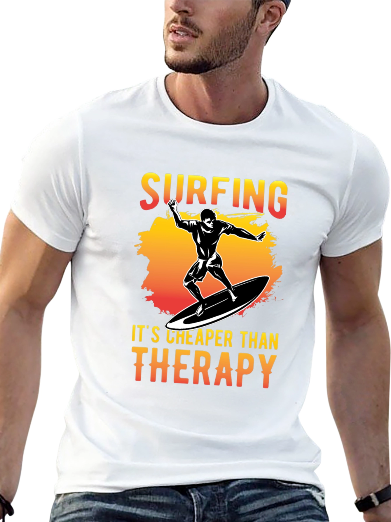 Surfing Cheaper Than Therapy Graphic Tee
