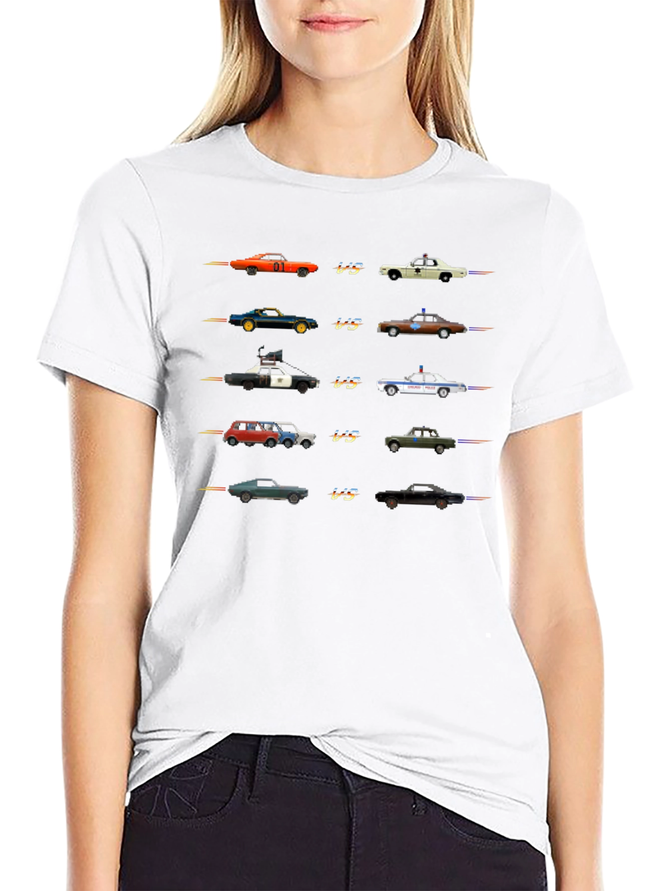 Retro 8-Bit Car Chase T-Shirt